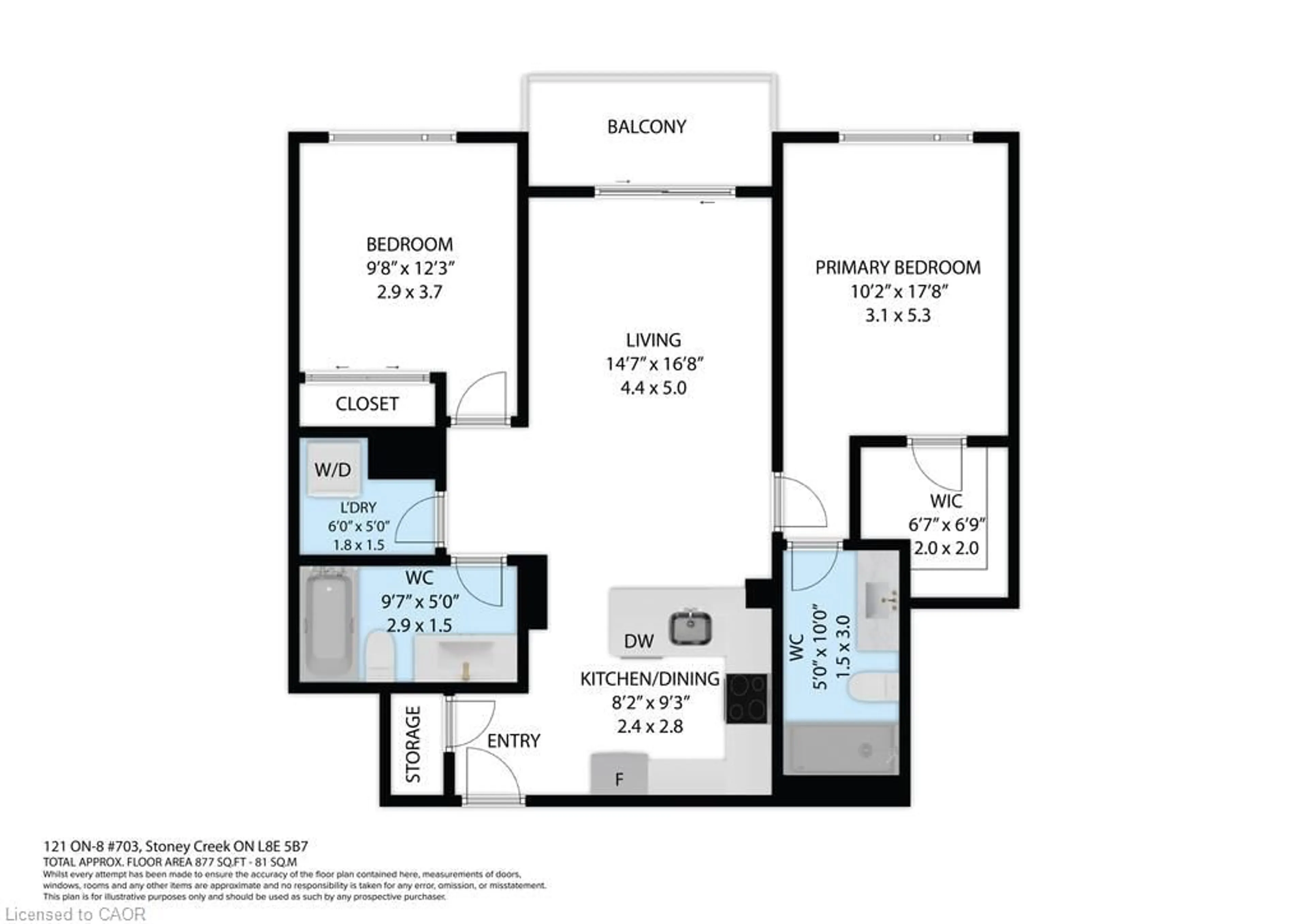 Floor plan for 121 Highway 8 #703, Stoney Creek Ontario L8G 0A3