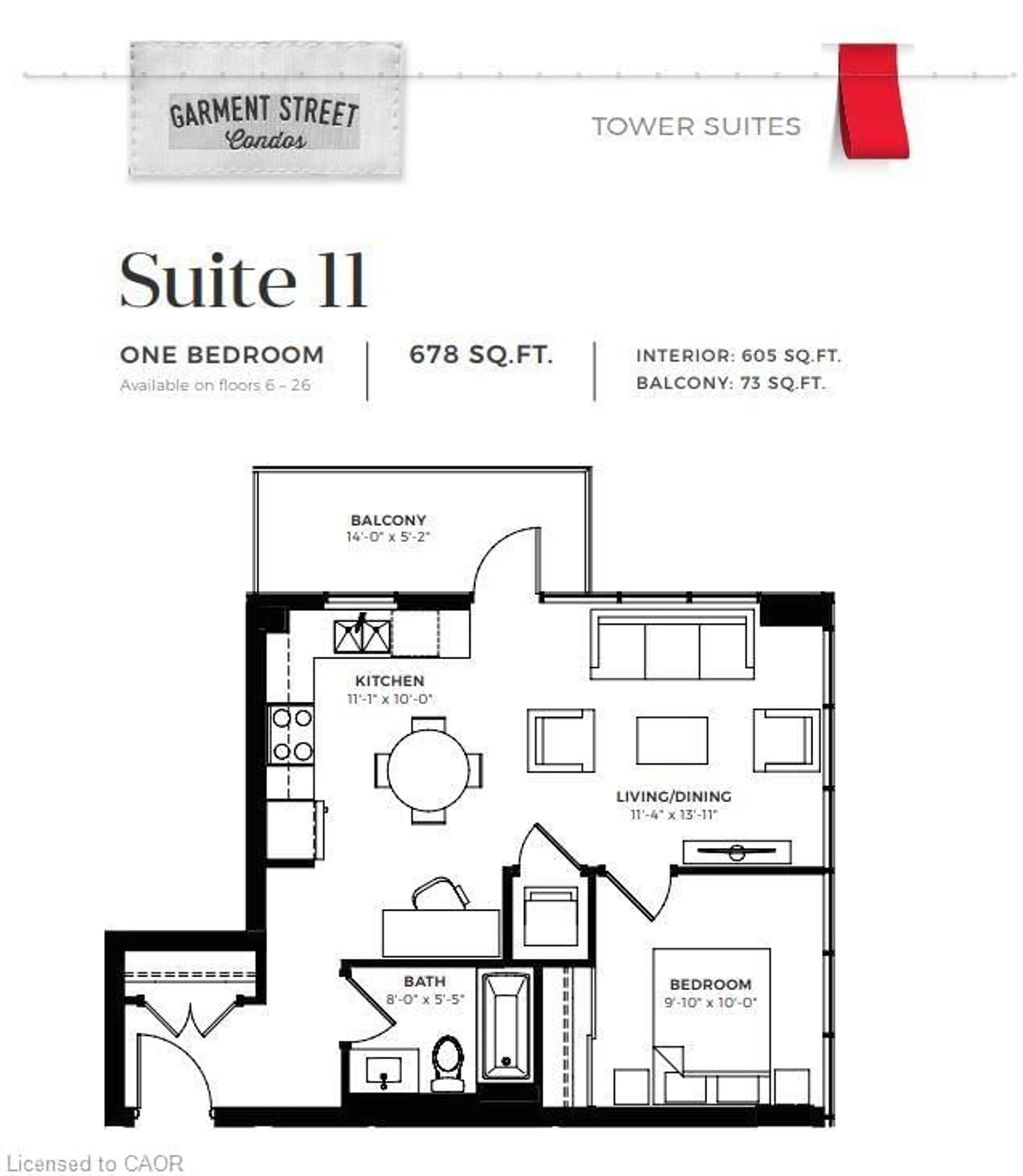 Floor plan for 108 Garment St #2011, Kitchener Ontario N2G 0E2