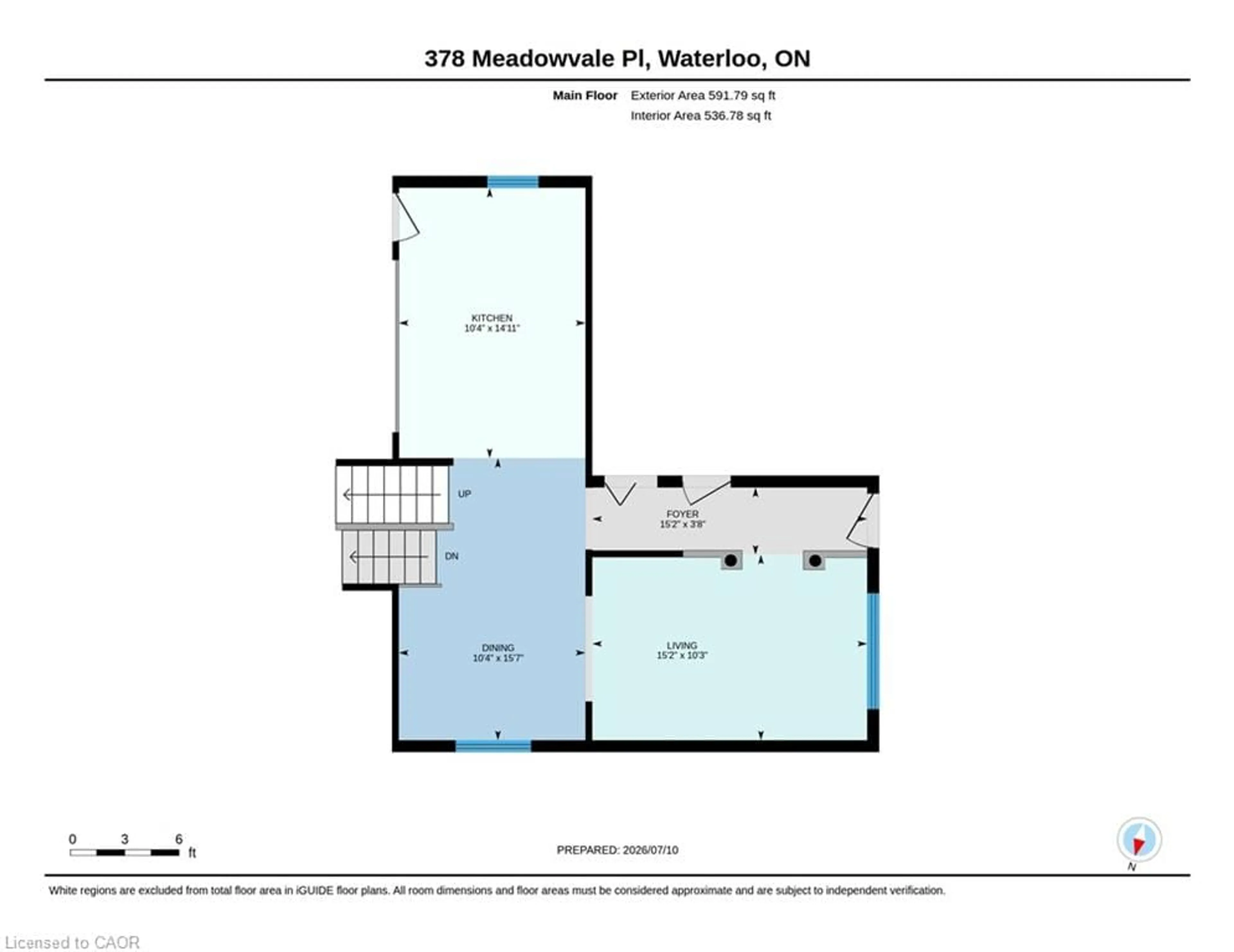 Floor plan for 378 Meadowvale Pl, Waterloo Ontario N2K 3P7