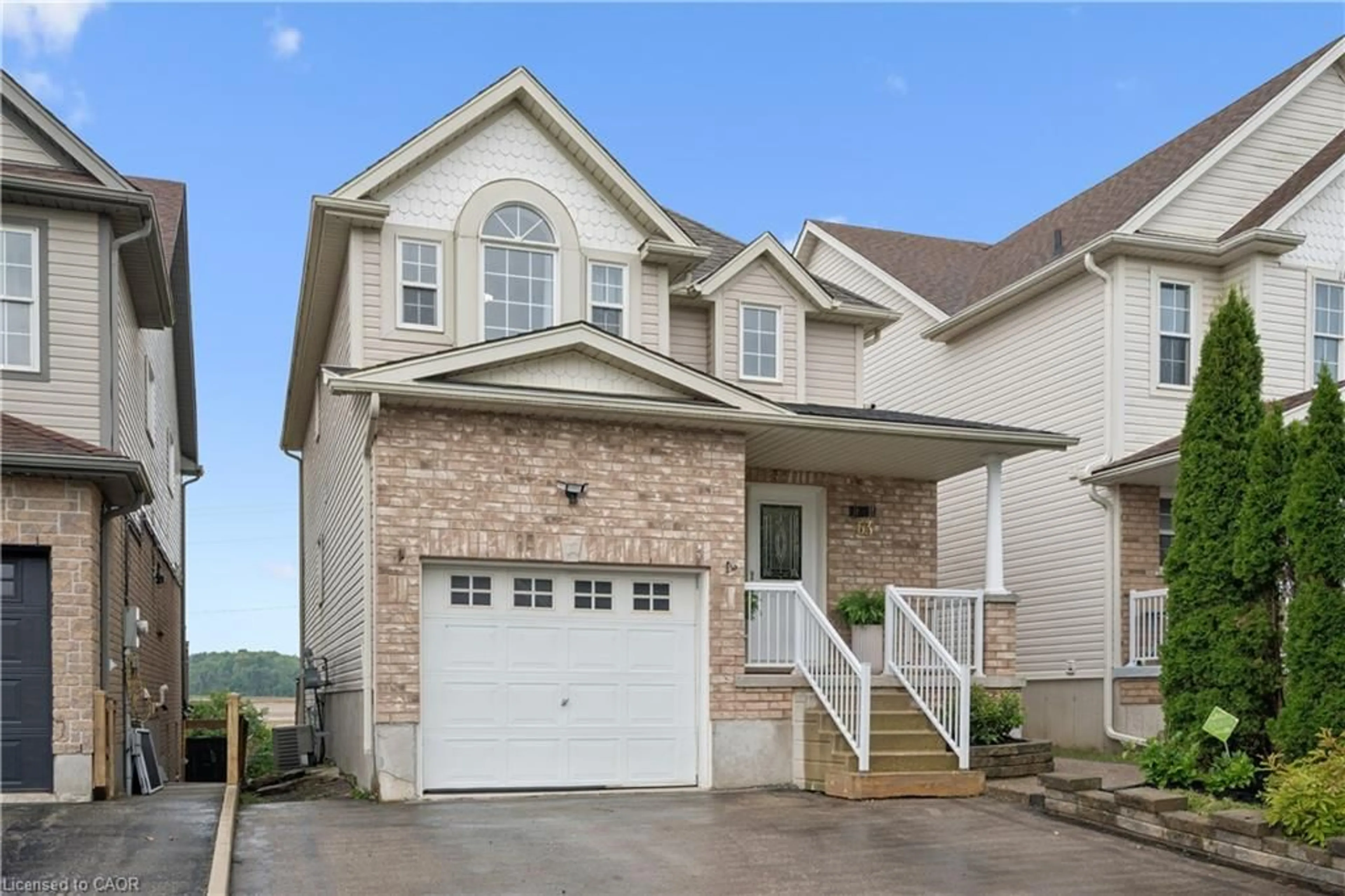 Home with vinyl exterior material, street for 63 Red Clover Cres, Kitchener Ontario N2E 4G8
