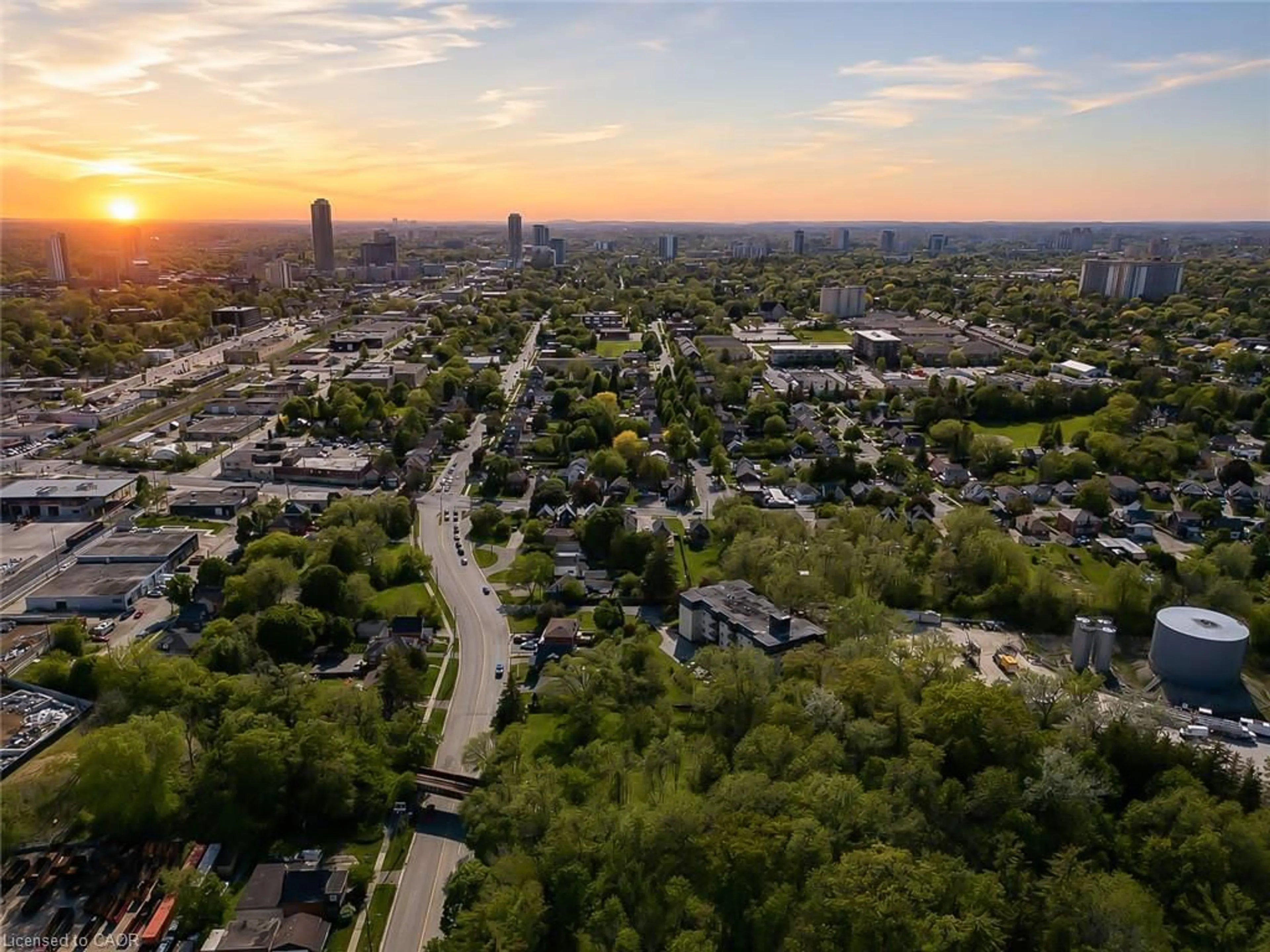 A pic from outside/outdoor area/front of a property/back of a property/a pic from drone, city buildings view from balcony for 87 Lancaster St, Kitchener Ontario N2H 4T3