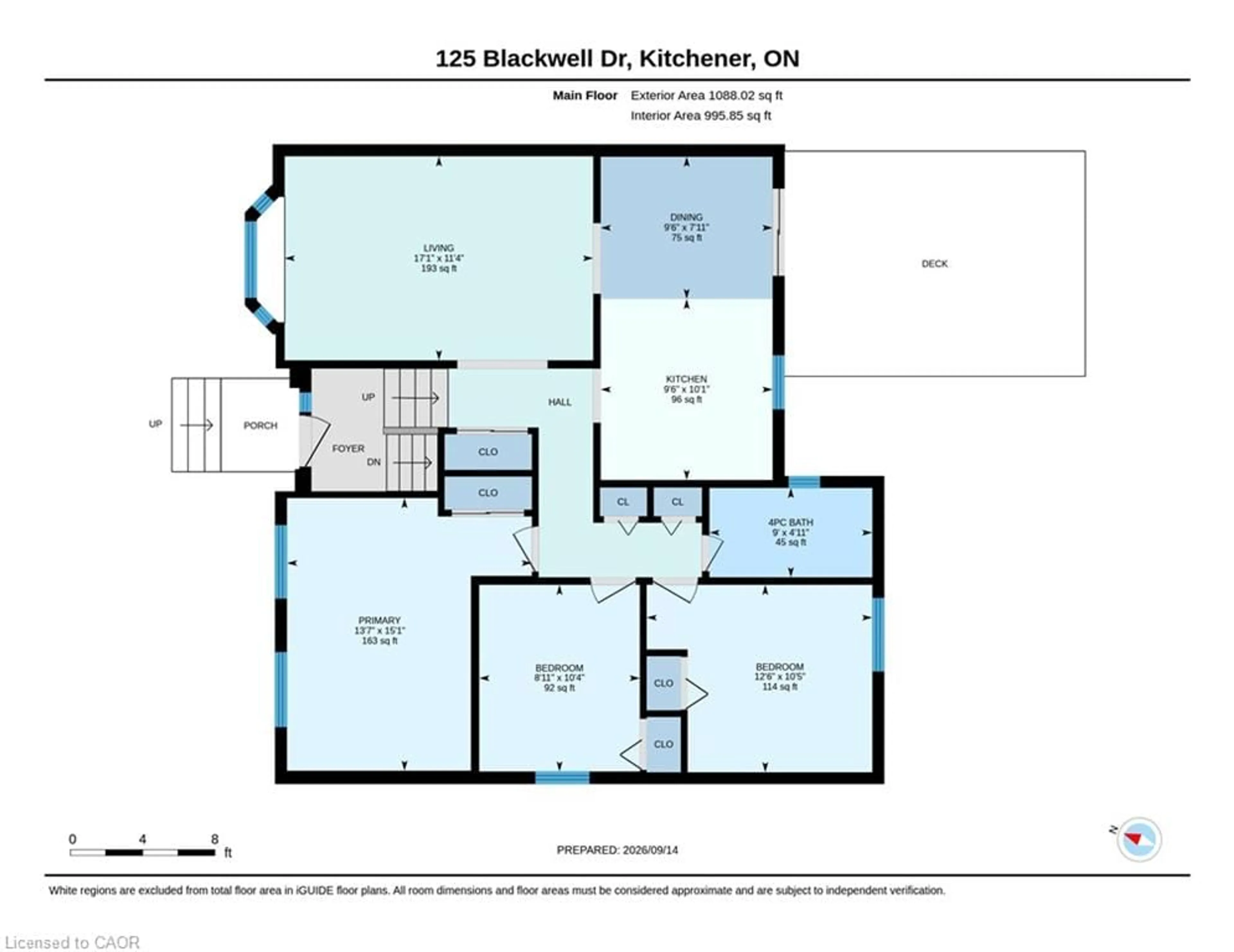 Floor plan for 125 Blackwell Dr, Kitchener Ontario N2N 2P9