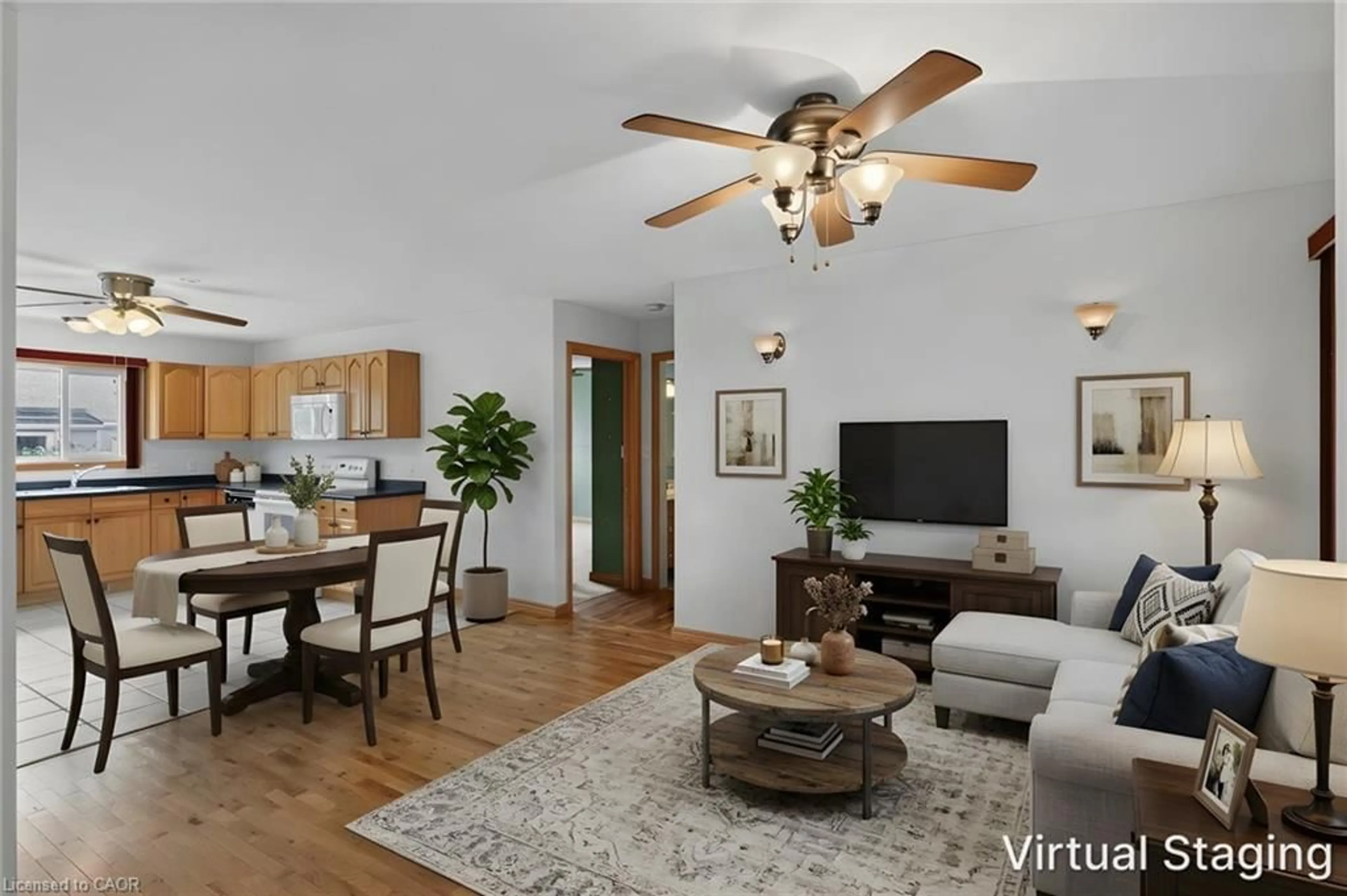 Living room with furniture, wood/laminate floor for 1 Payne Ave, Simcoe Ontario N3Y 4C2