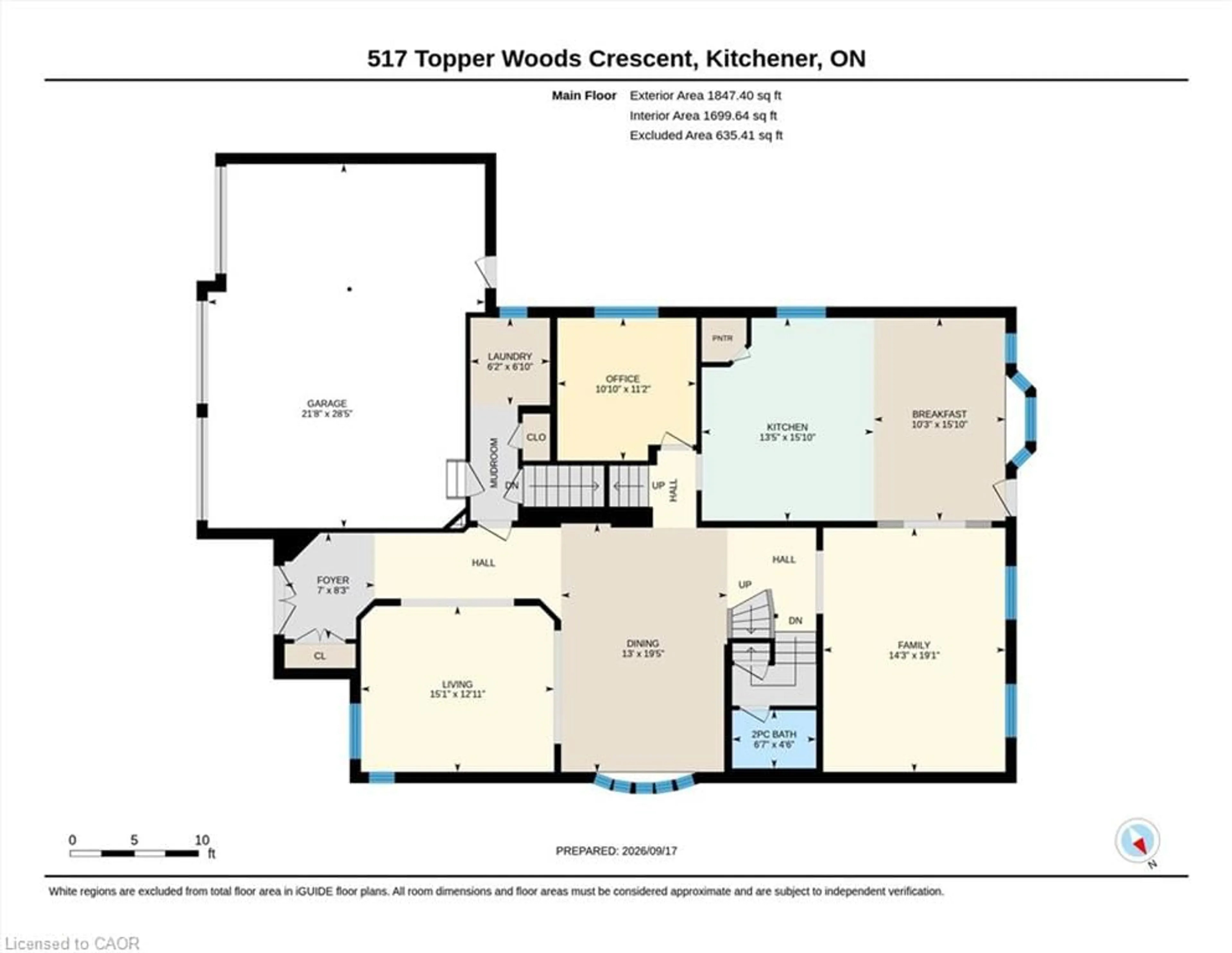 Floor plan for 517 Topper Woods Cres, Kitchener Ontario N2P 2Y4