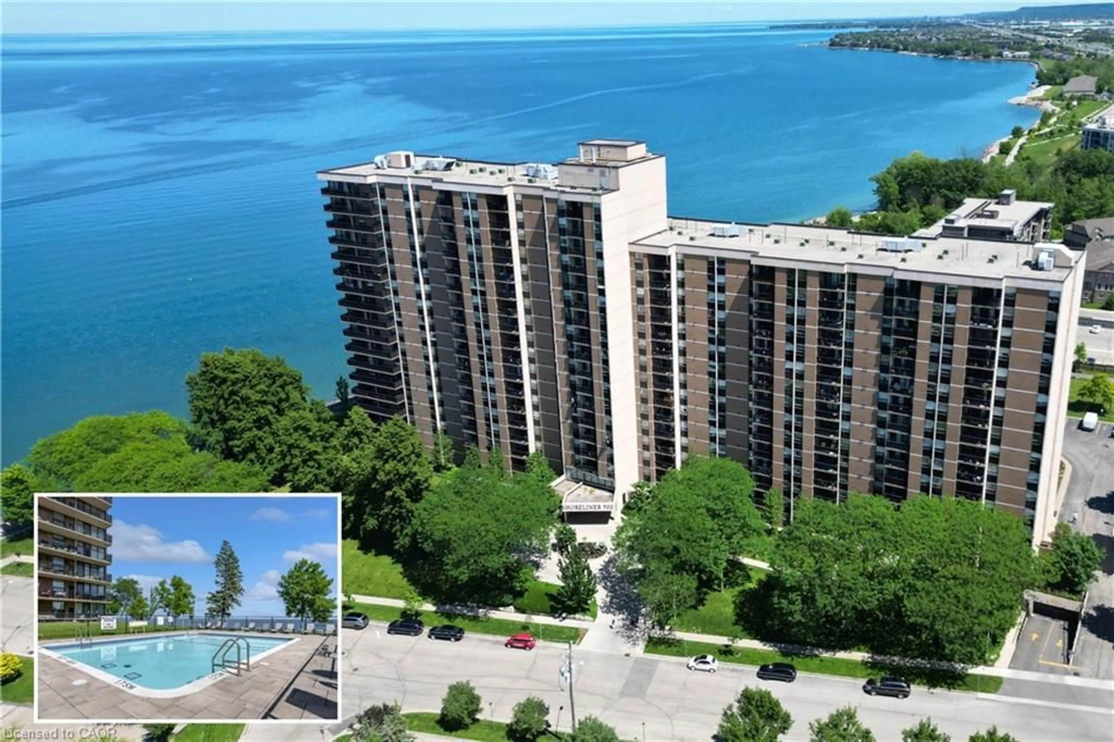A pic from outside/outdoor area/front of a property/back of a property/a pic from drone, water/lake/river/ocean view for 500 Green Rd #1118, Stoney Creek Ontario L8E 3M6