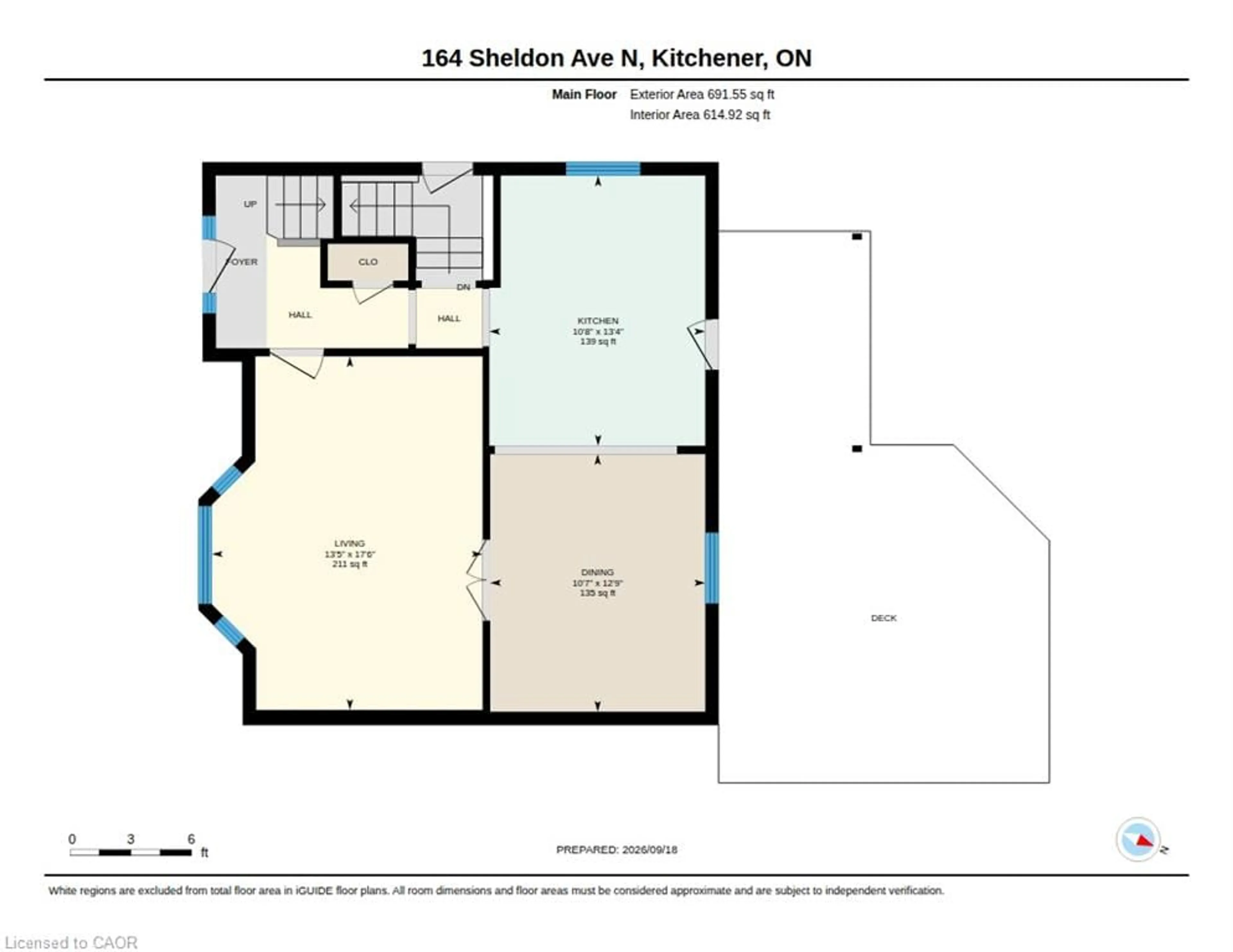 Floor plan for 164 Sheldon Ave, Kitchener Ontario N2H 3M8