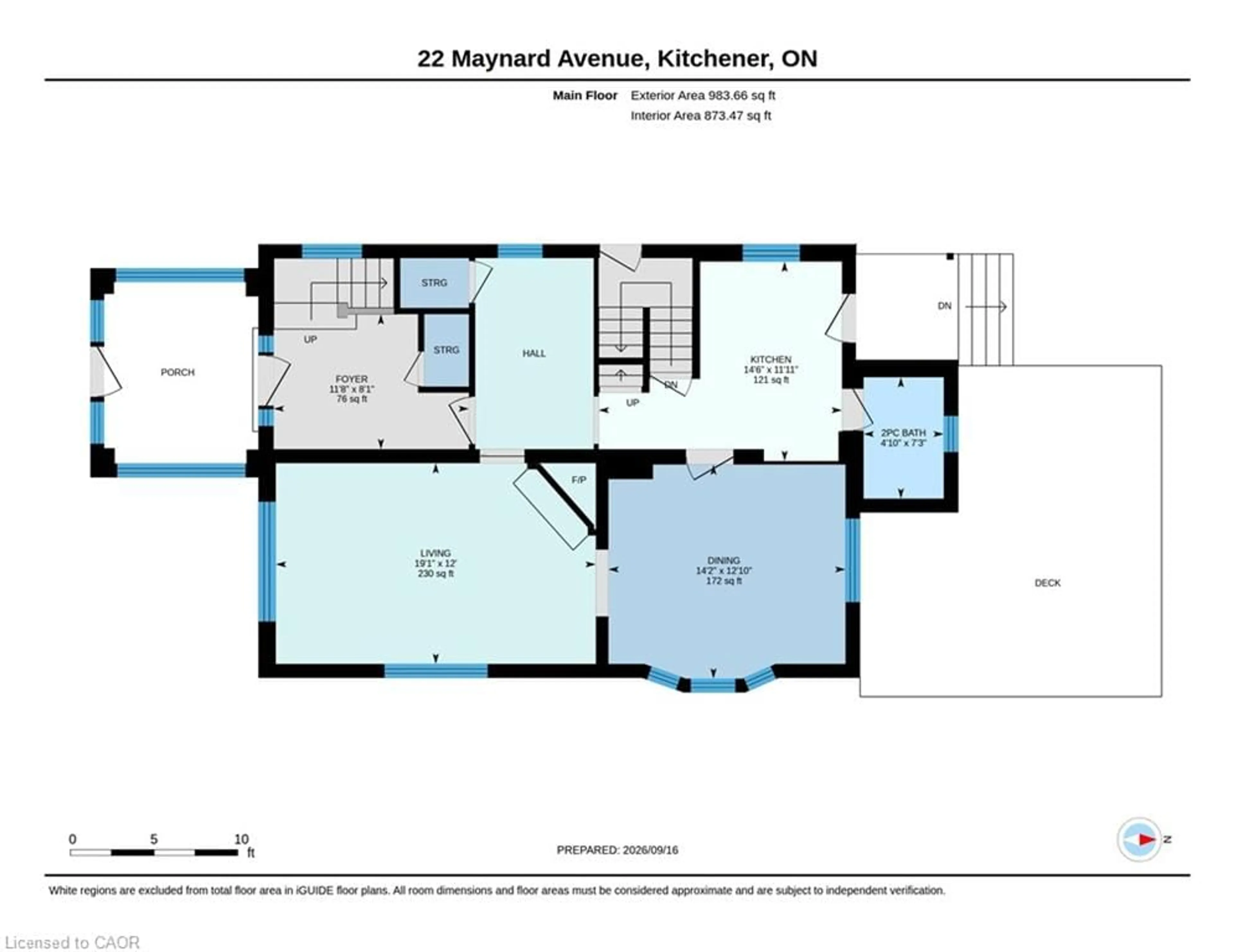 Floor plan for 22 Maynard Ave, Kitchener Ontario N2H 4Z7