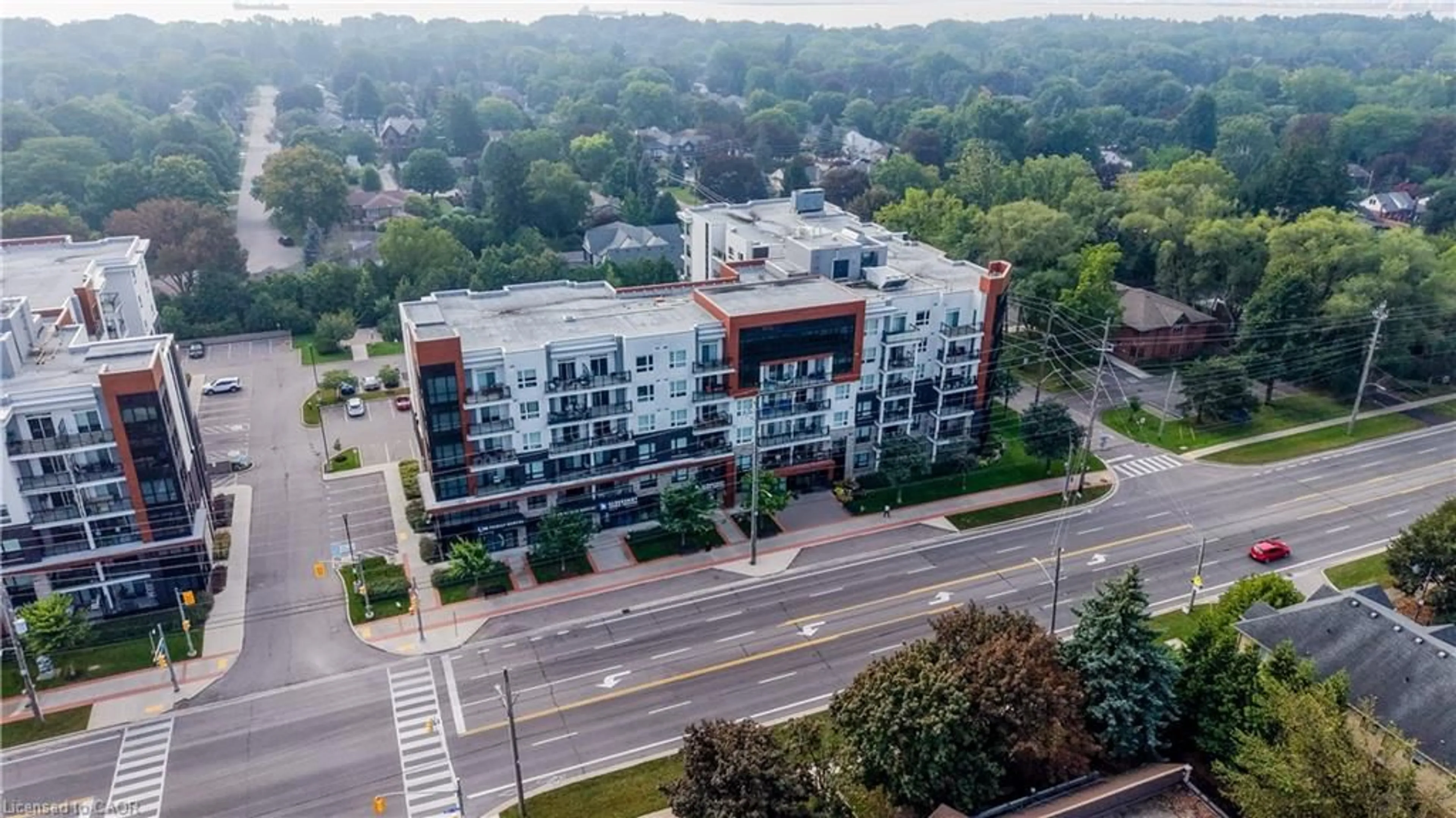 A pic from outside/outdoor area/front of a property/back of a property/a pic from drone, city buildings view from balcony for 320 Plains Rd #614, Burlington Ontario L7T 0C1