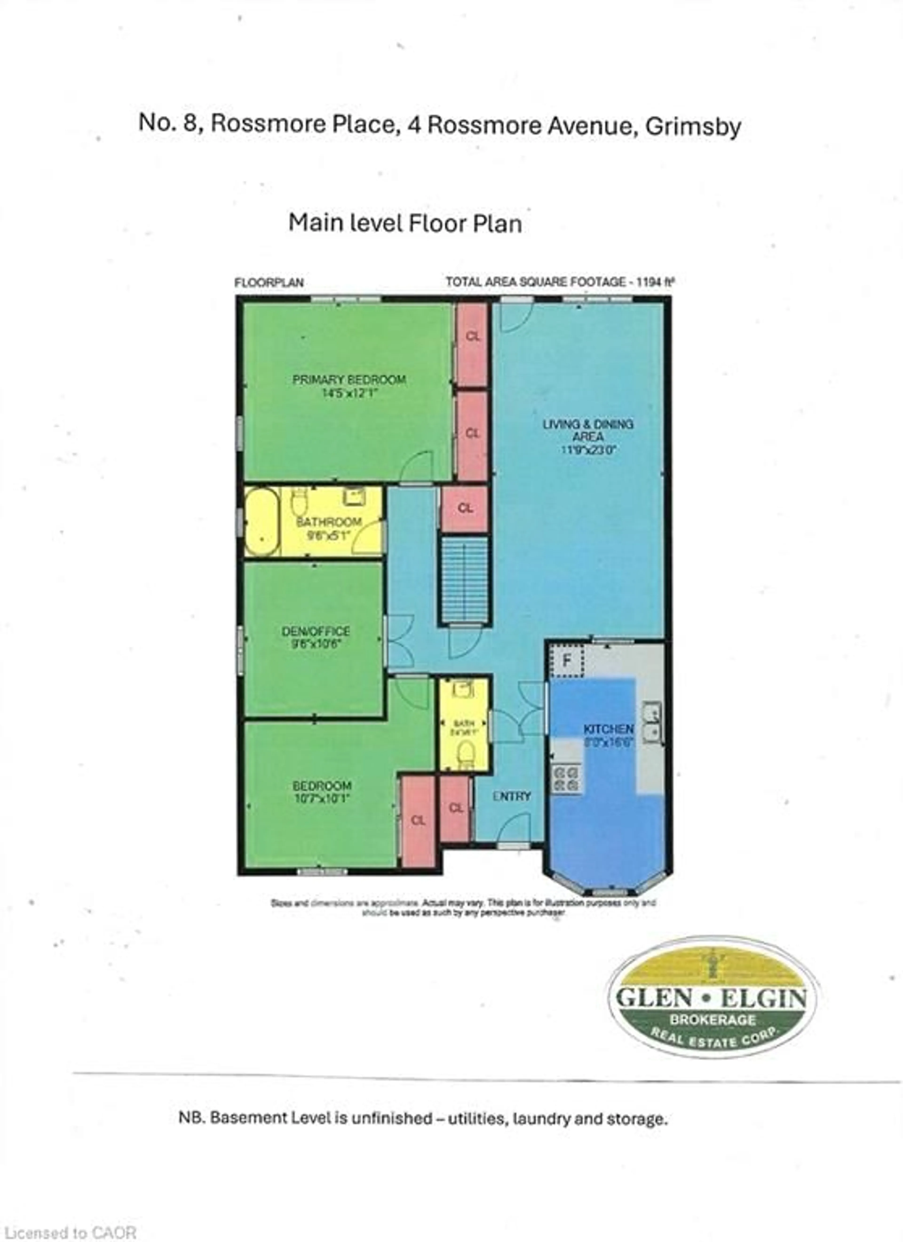 Floor plan for 4 Rossmore Ave #8, Grimsby Ontario L3M 3E3