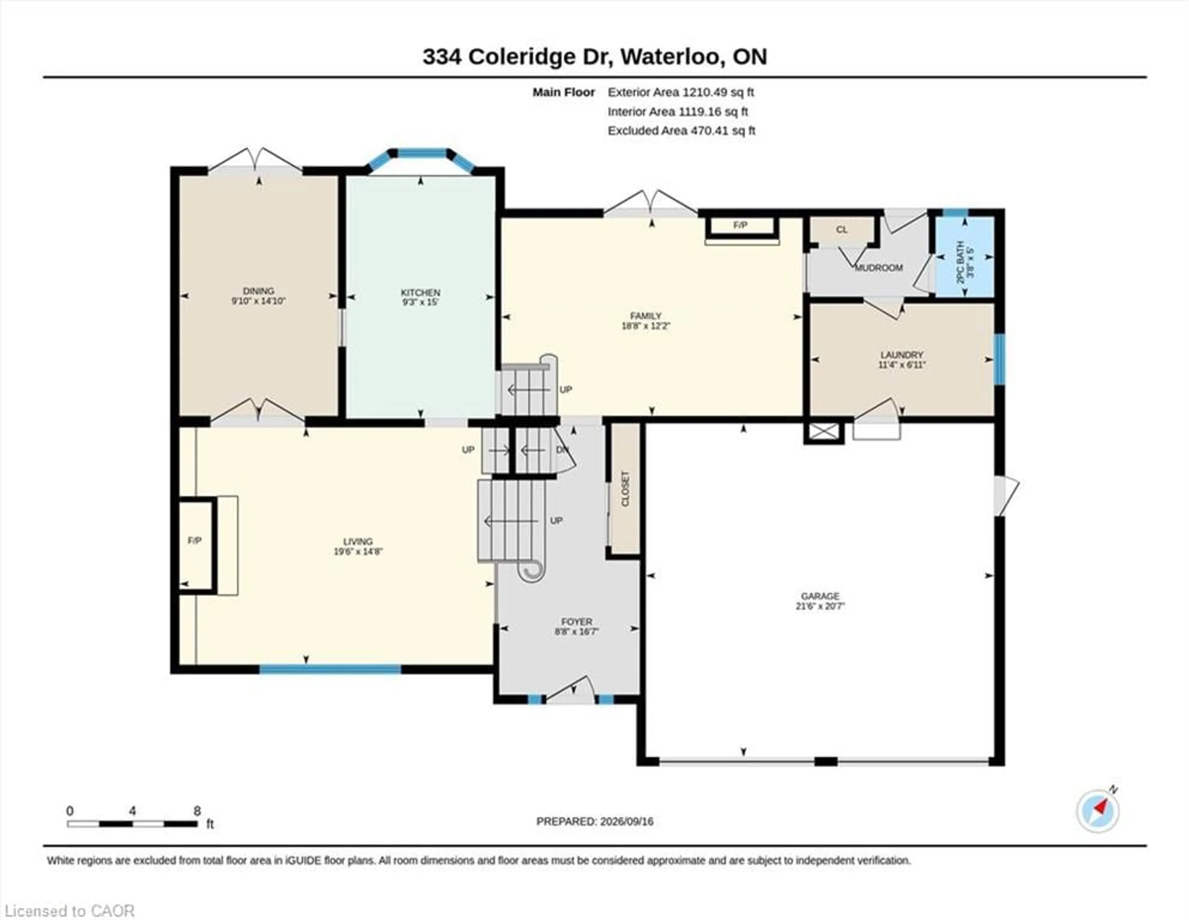 Floor plan for 334 Coleridge Dr, Waterloo Ontario N2L 2V6