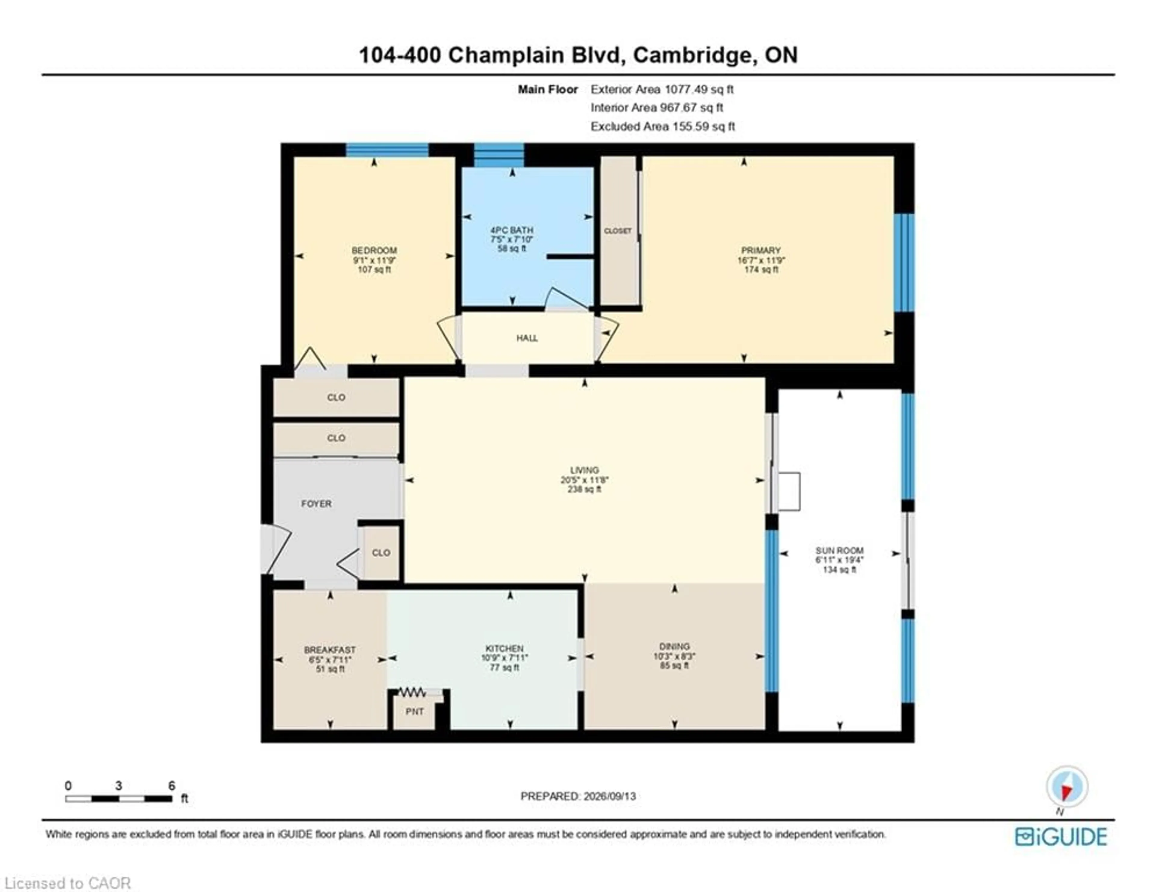 Floor plan for 400 Champlain Blvd #104, Cambridge Ontario N1R 7J6