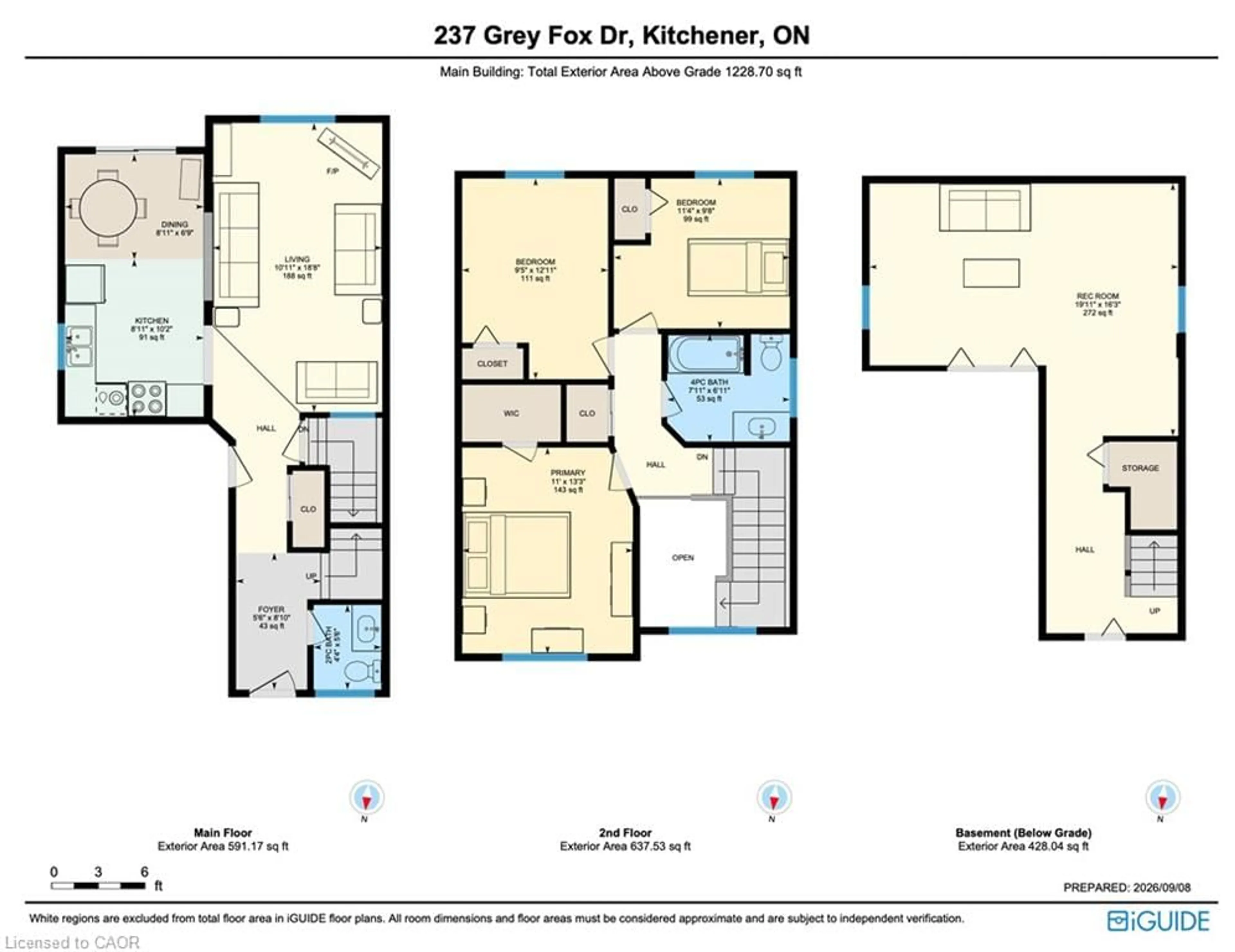 Floor plan for 237 Grey Fox Dr, Kitchener Ontario N2E 3N7