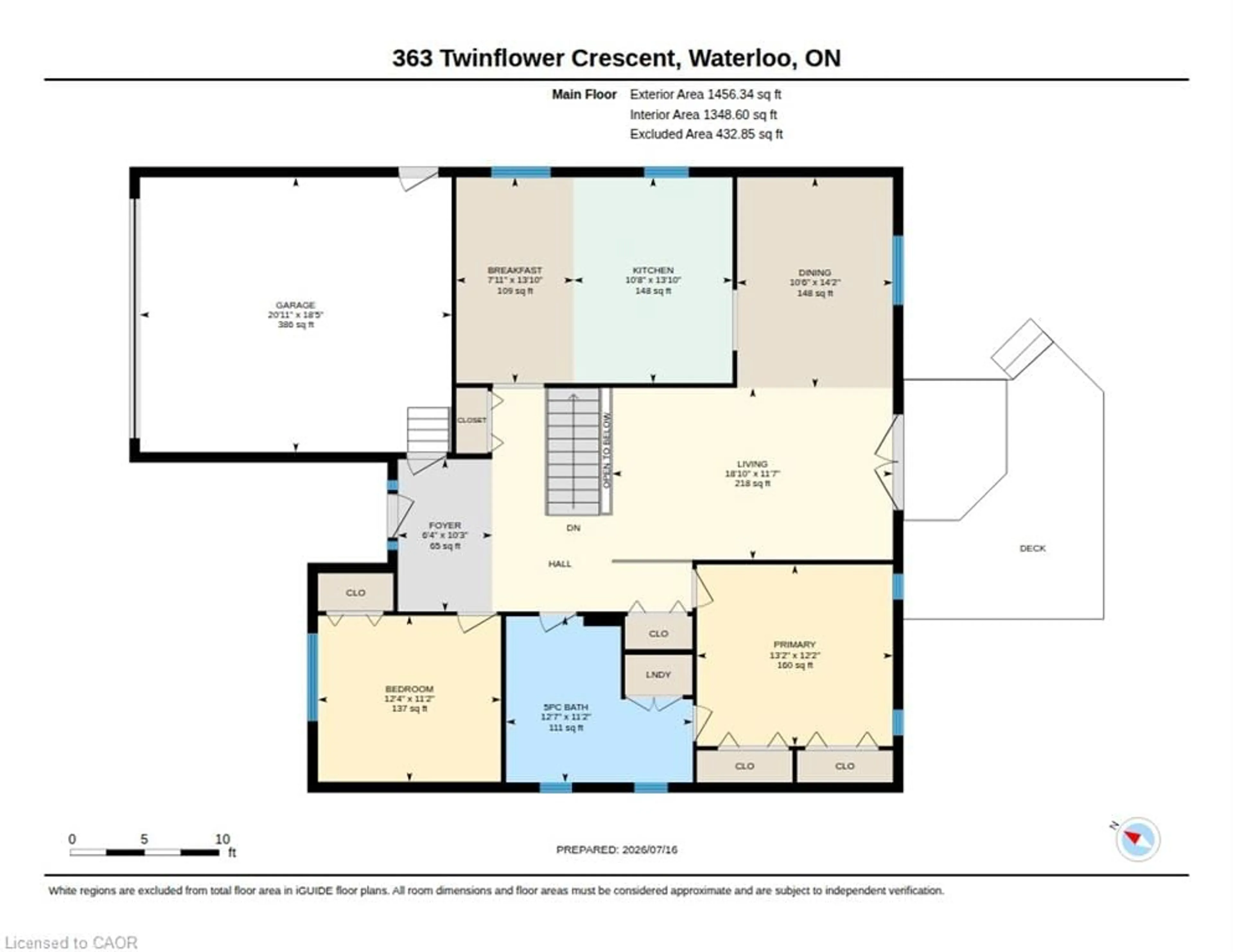 Floor plan for 363 Twinflower Cres, Waterloo Ontario N2V 1X2