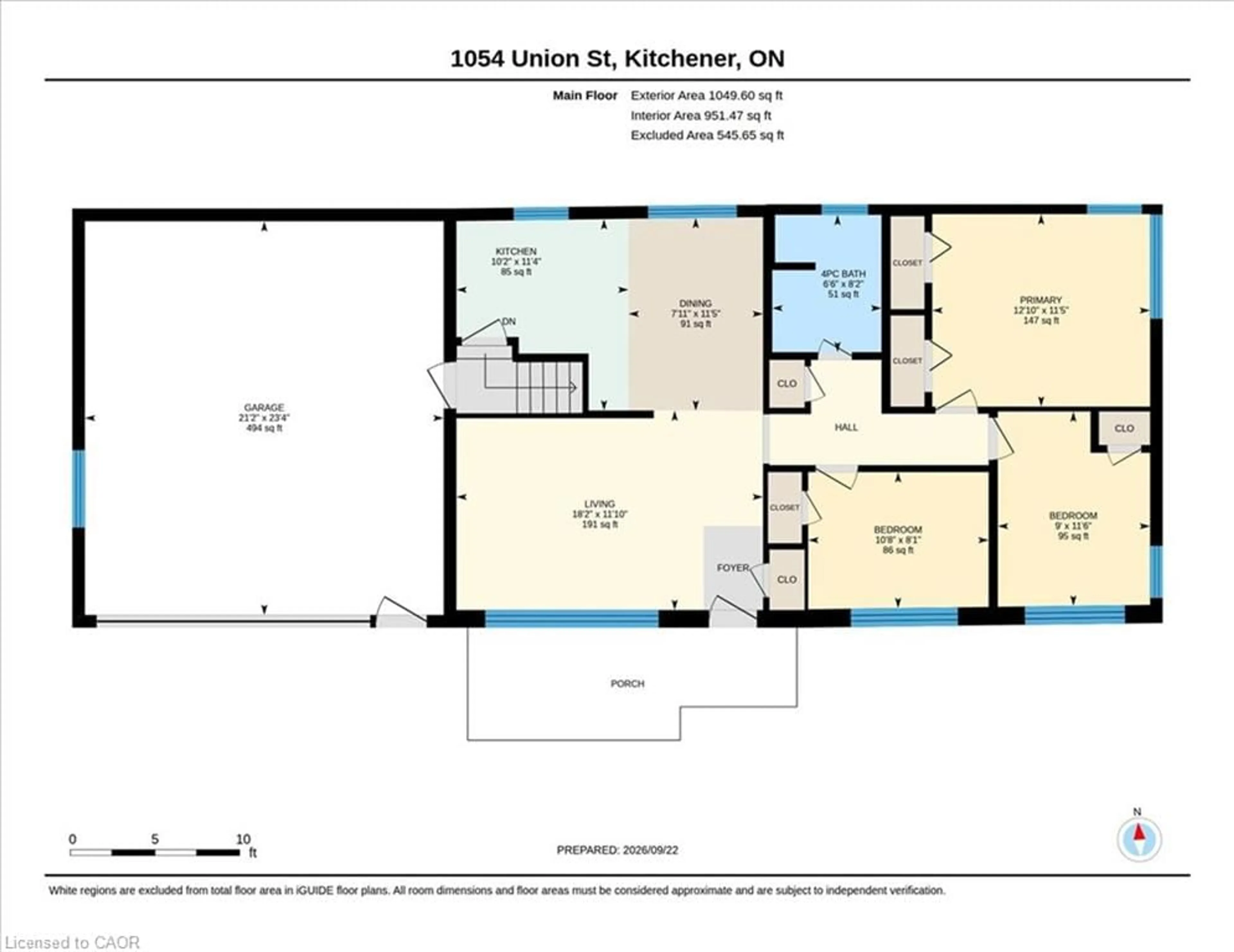 Floor plan for 1054 Union St, Kitchener Ontario N2H 6J7