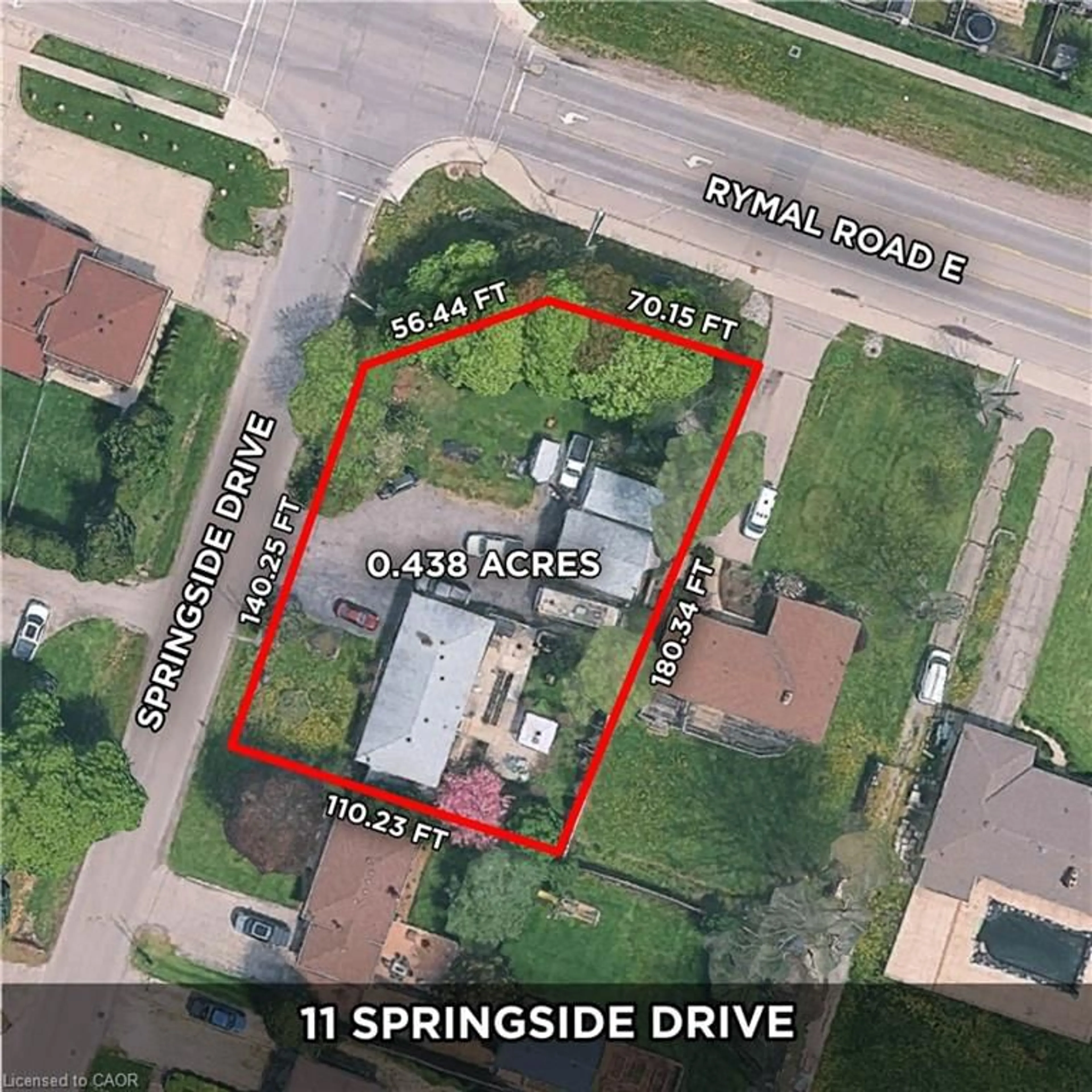 A pic from outside/outdoor area/front of a property/back of a property/a pic from drone, street for 11 Springside Dr, Hamilton Ontario L9B 1M5