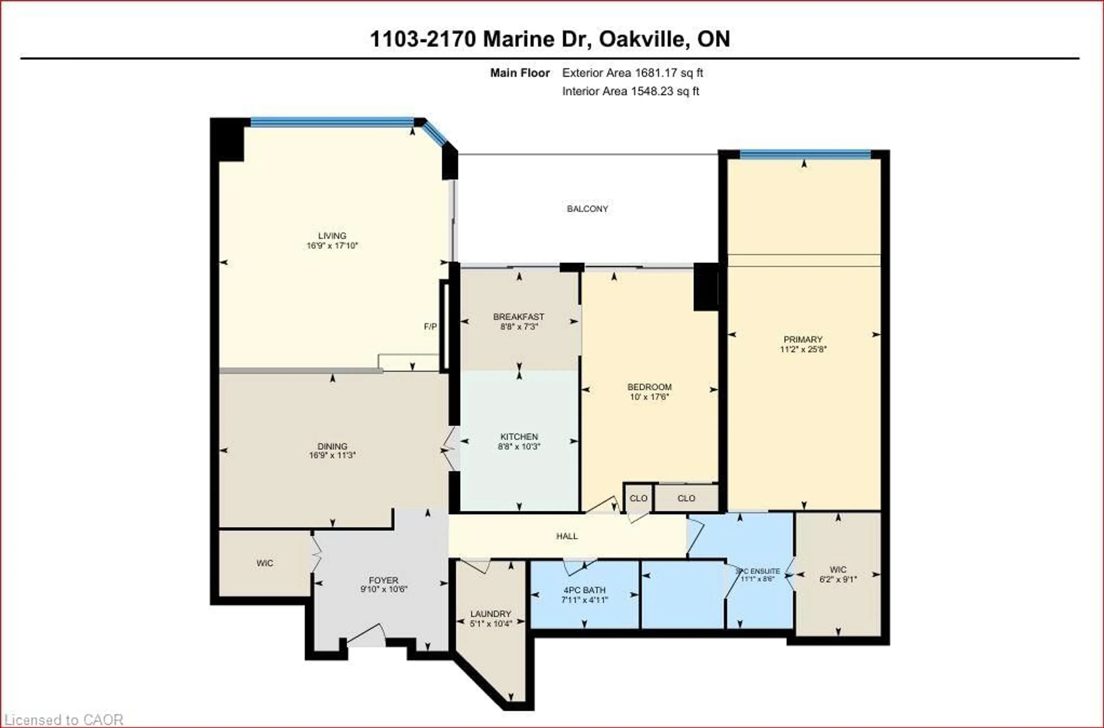 Floor plan for 2170 Marine Dr #1103, Oakville Ontario L6L 5V1