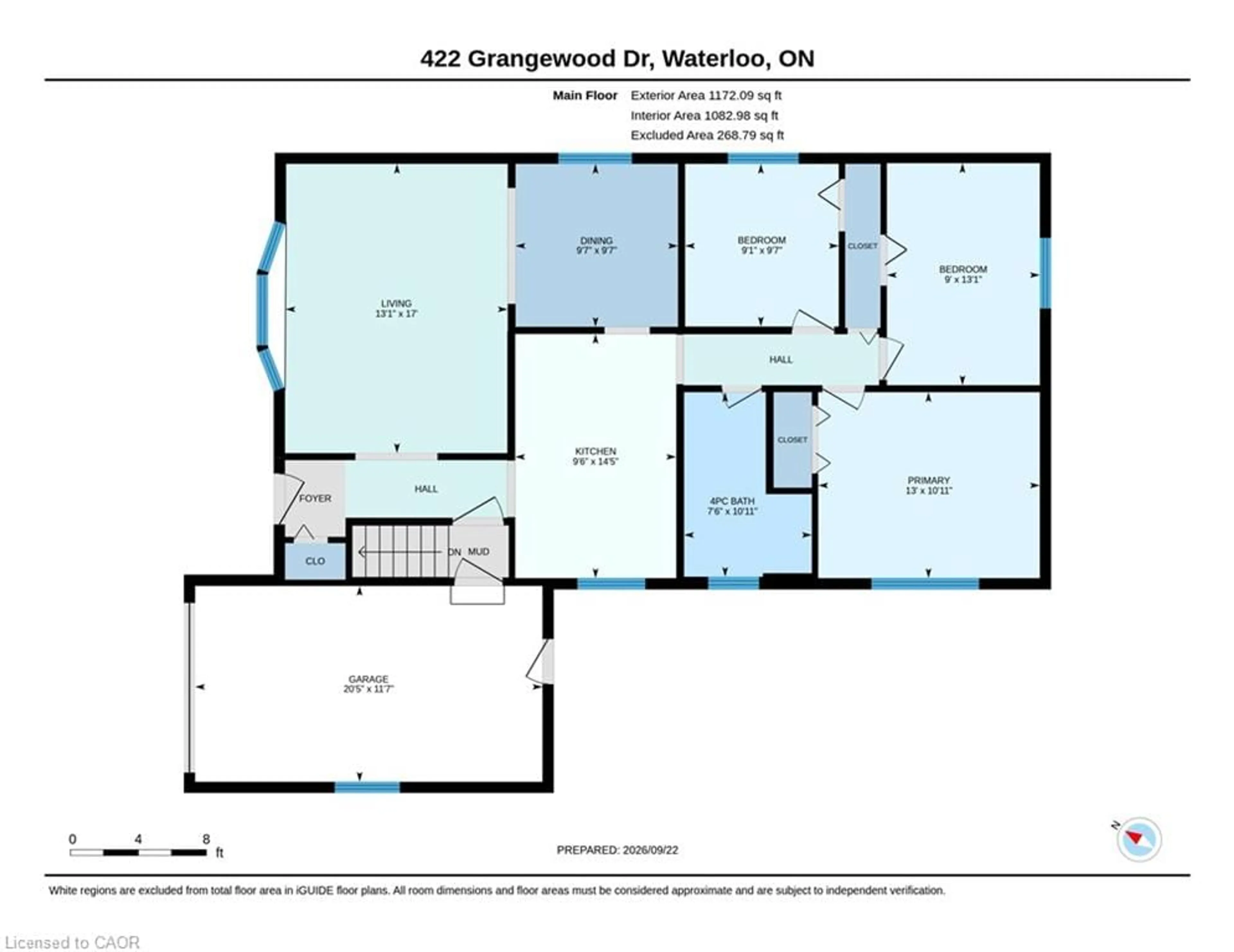 Floor plan for 422 Grangewood Dr, Waterloo Ontario N2K 2E6