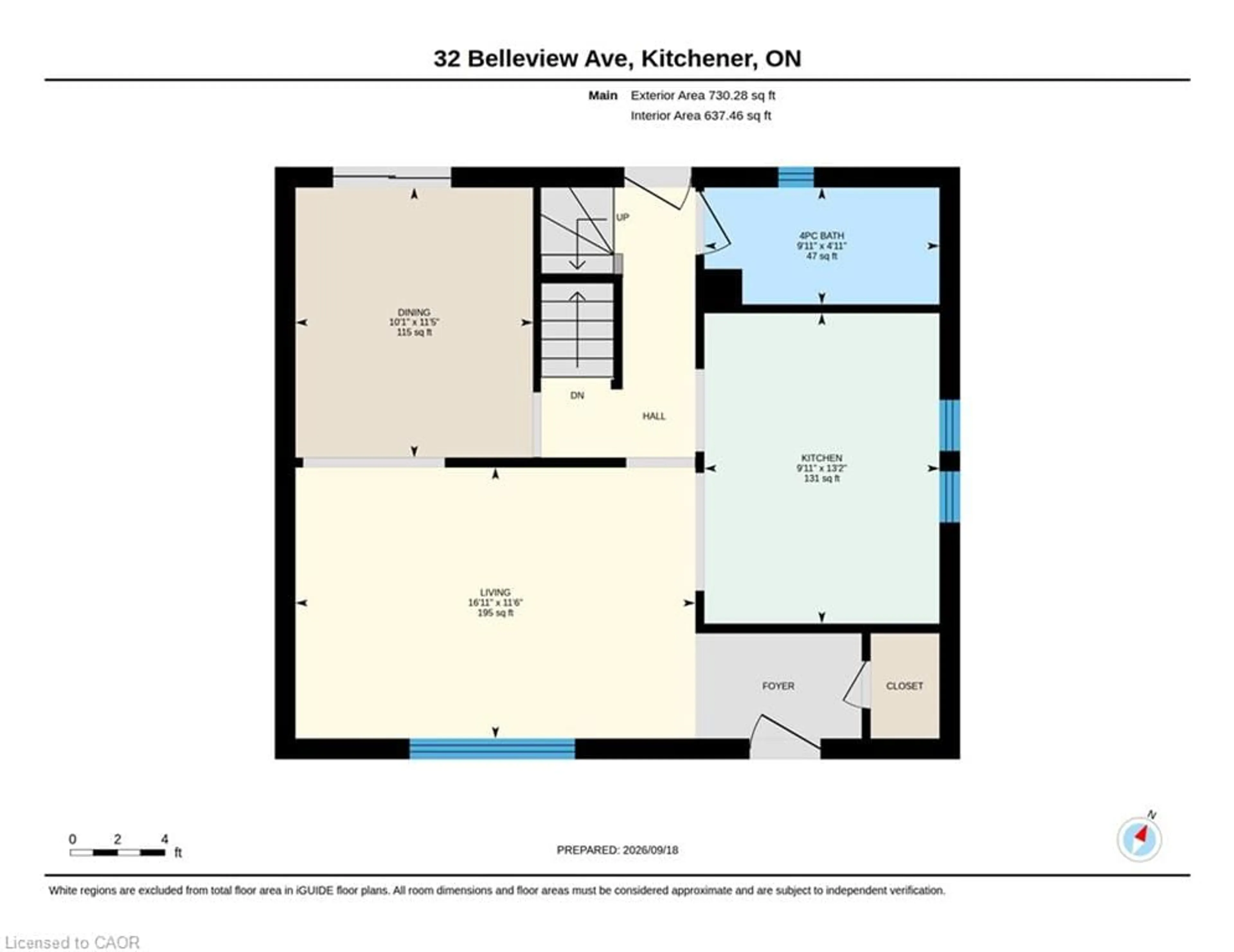 Floor plan for 32 Belleview Ave, Kitchener Ontario N2B 1G3