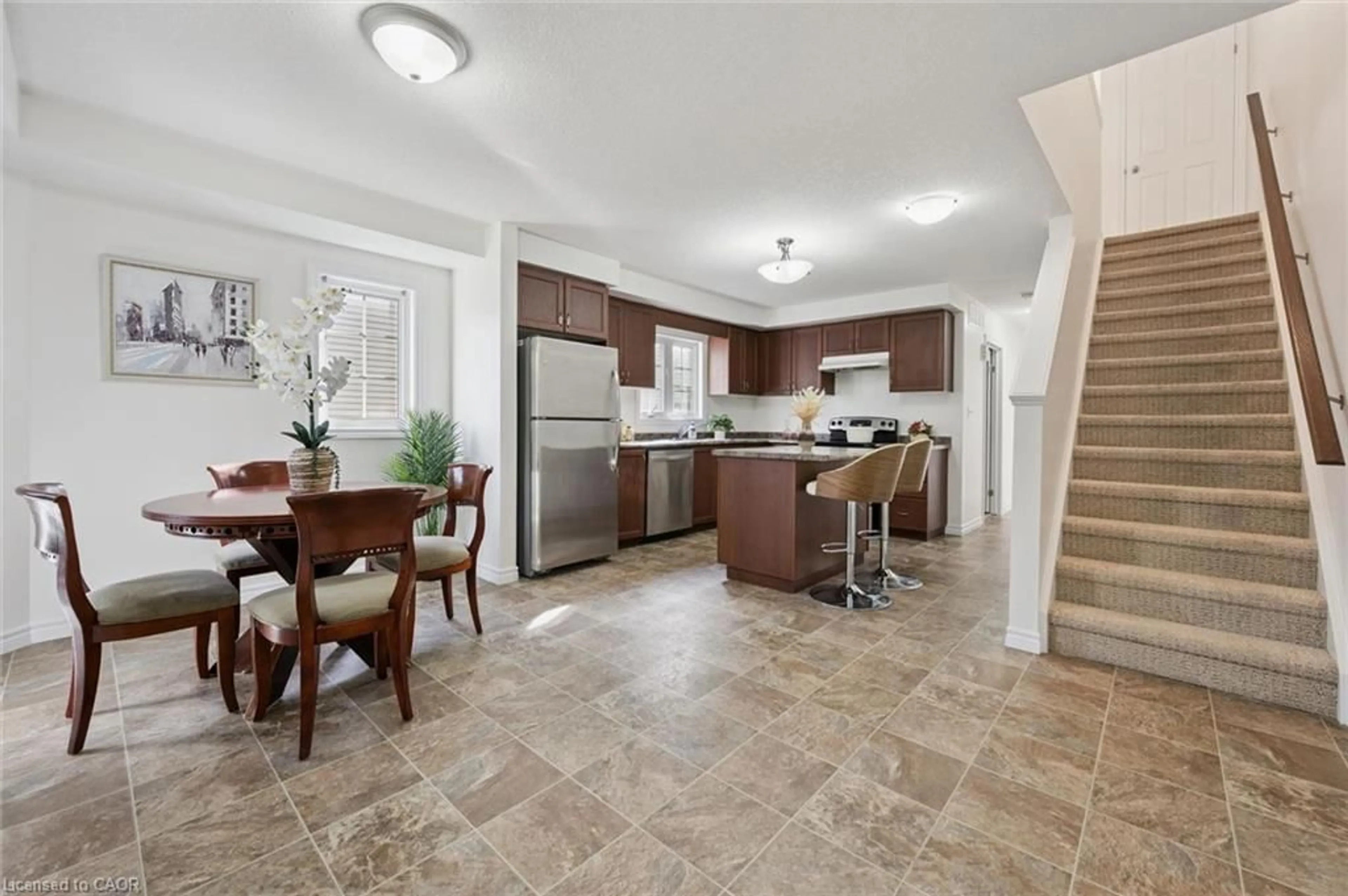 Open concept kitchen, ceramic/tile floor for 931 Glasgow St #27B, Kitchener Ontario N2N 0B6