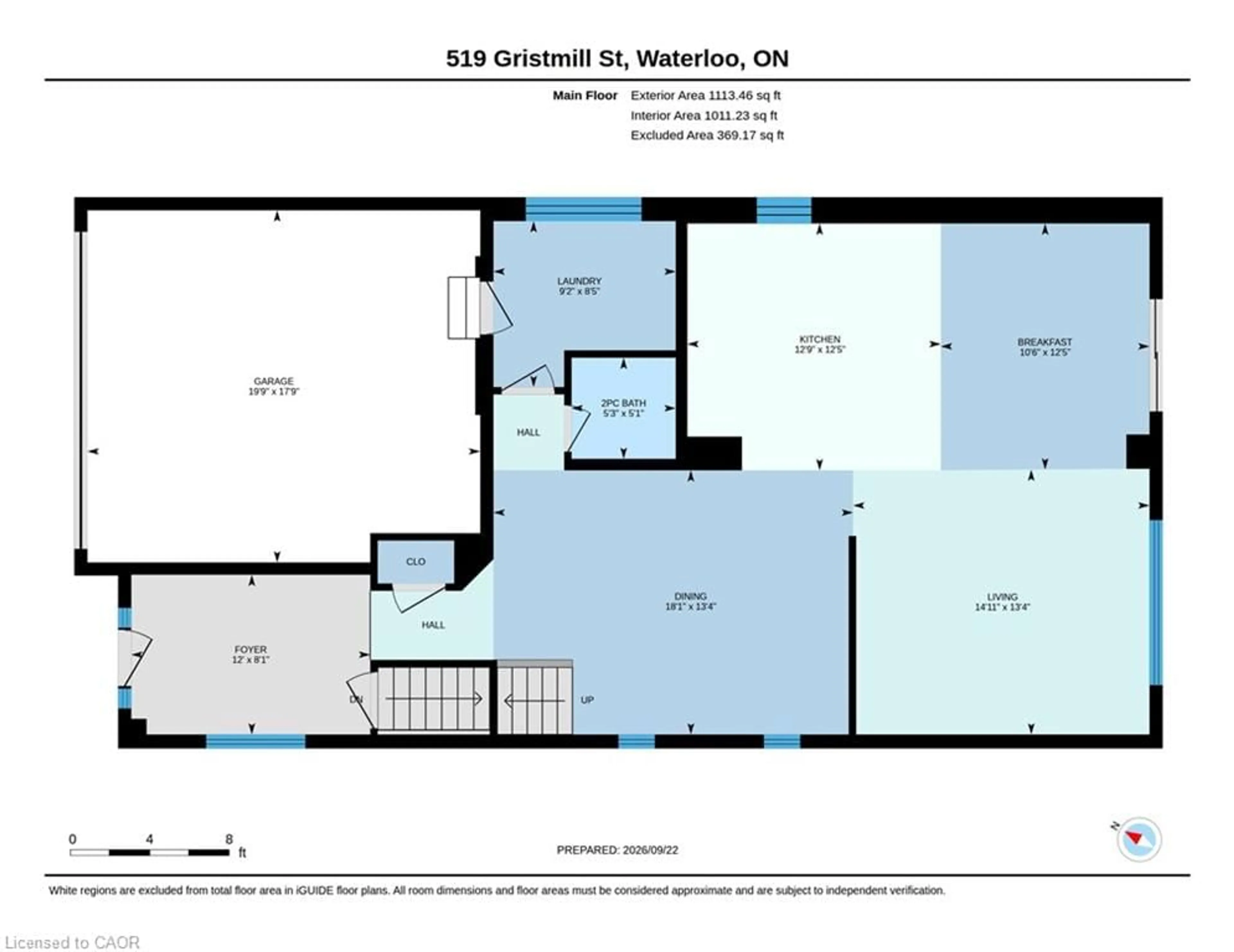 Floor plan for 519 Gristmill St, Waterloo Ontario N2K 0C9