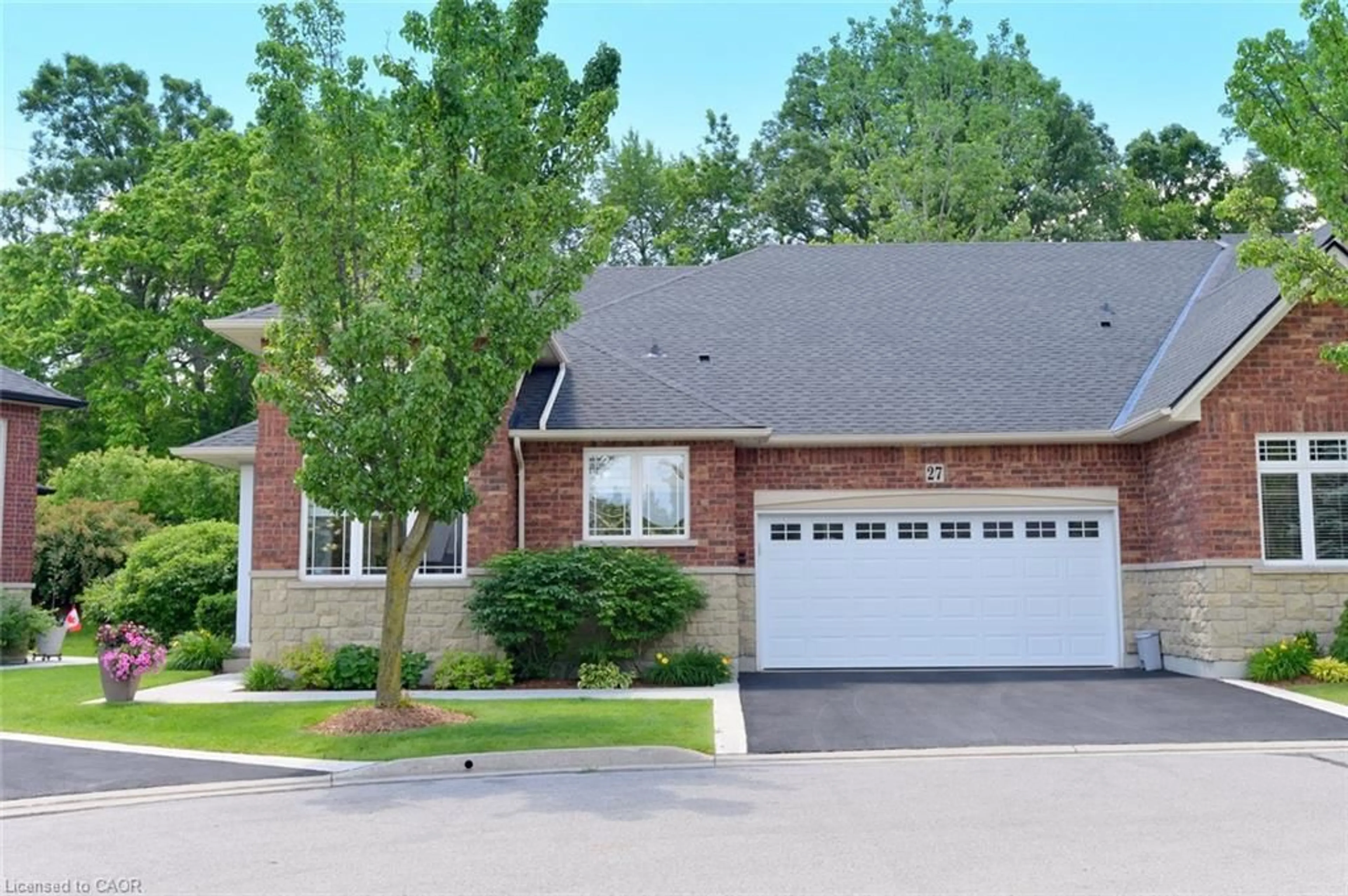 Home with brick exterior material, street for 27 Landscapes Trail, Ancaster Ontario L9K 0A1