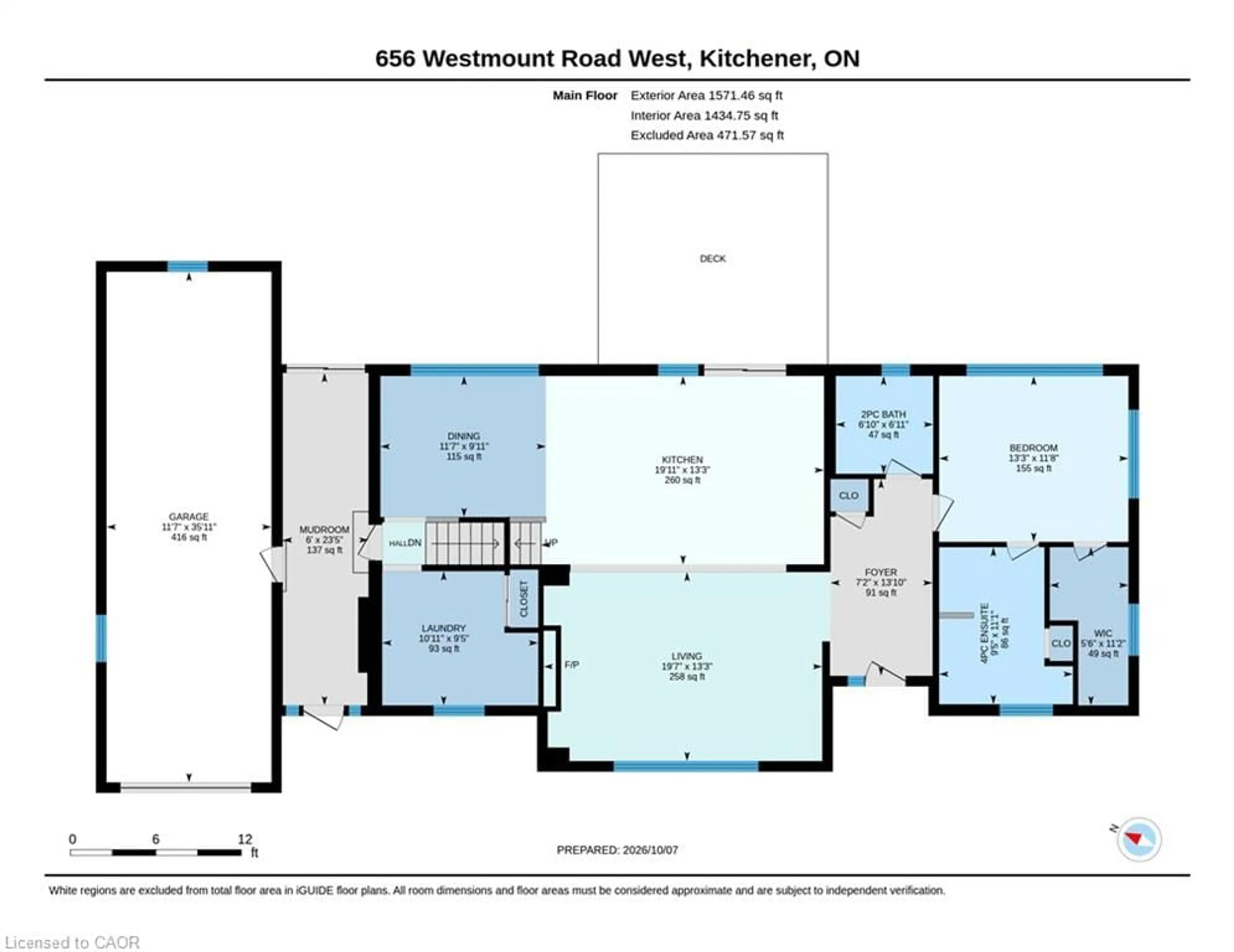 Floor plan for 656 Westmount Rd, Kitchener Ontario N2M 1R8