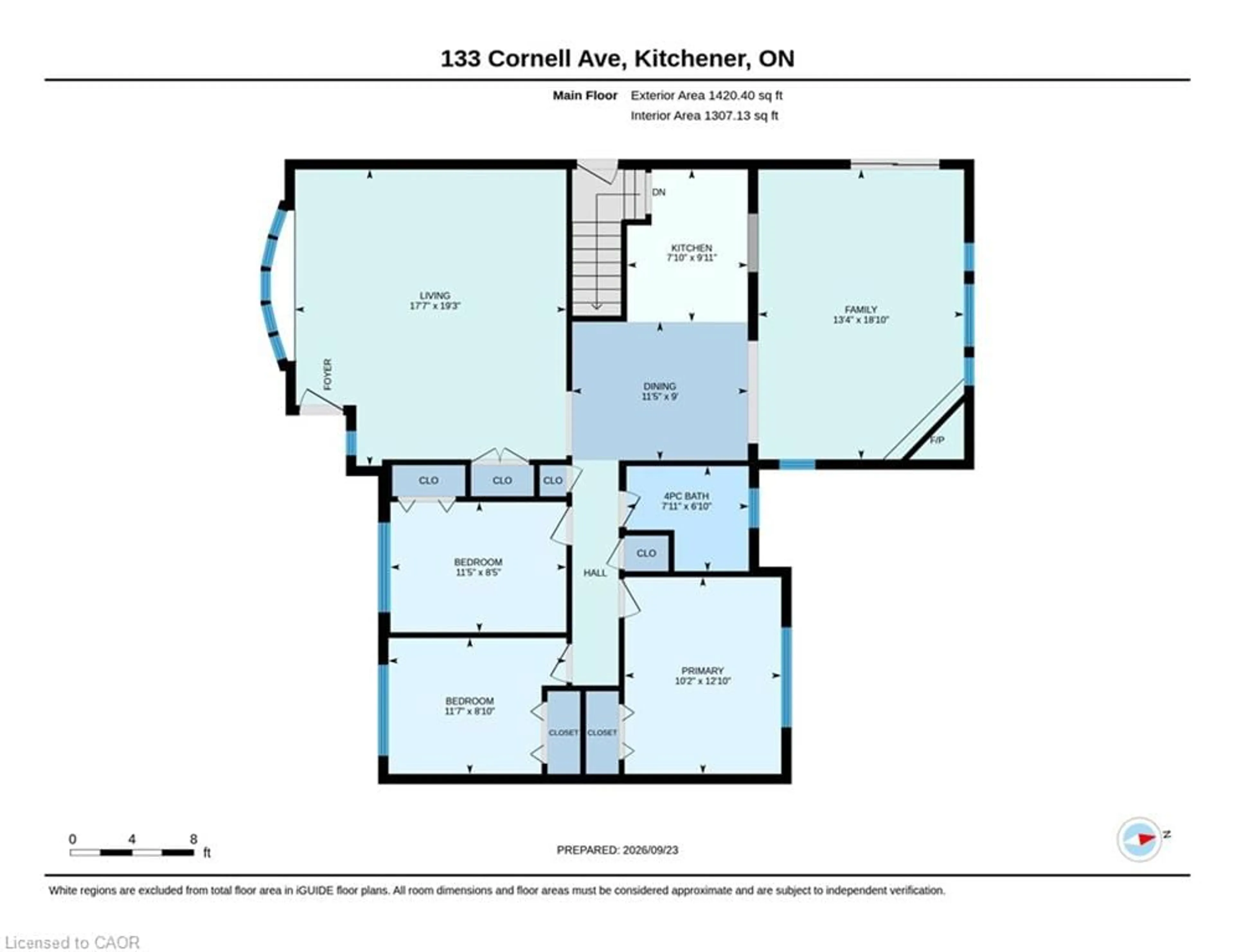 Floor plan for 133 Cornell Ave, Kitchener Ontario N2G 3E5