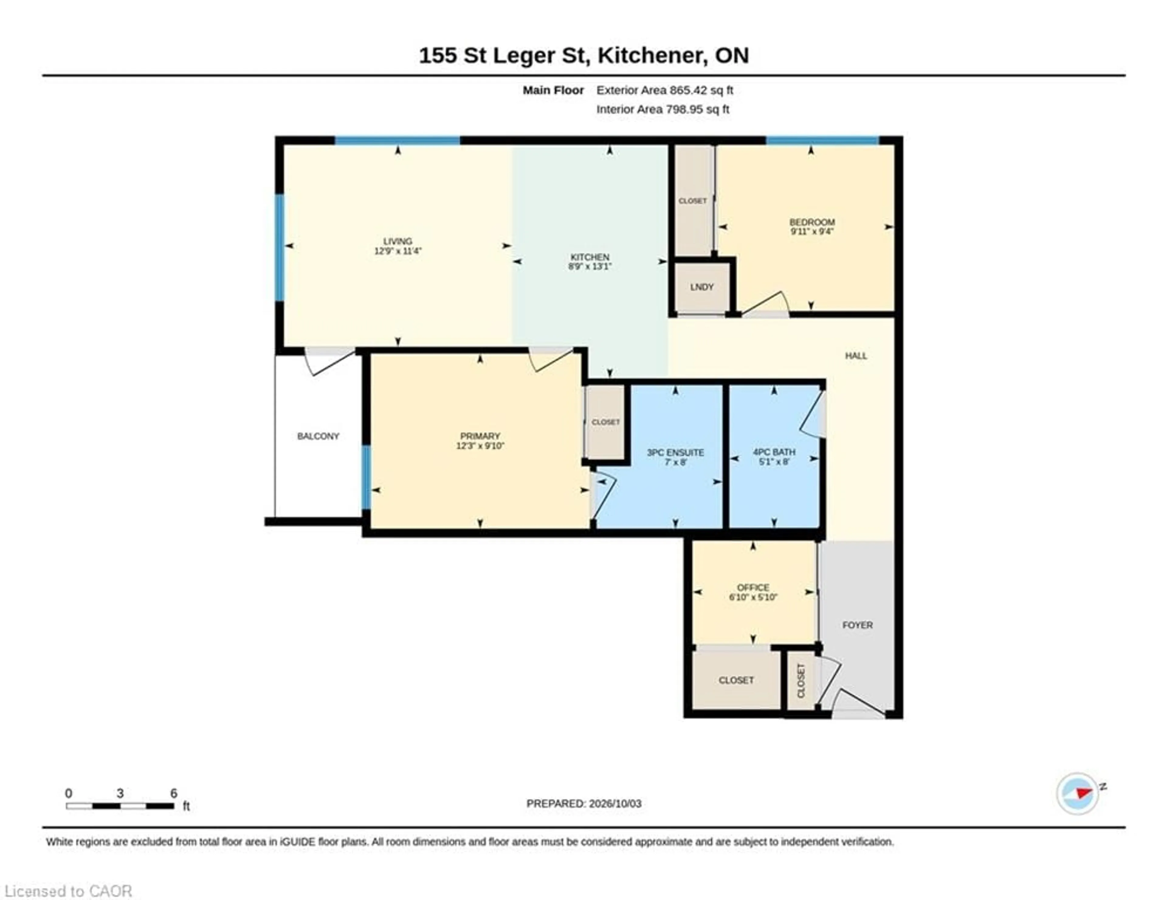 Floor plan for 155 St. Leger St #307, Kitchener Ontario N2H 0B9