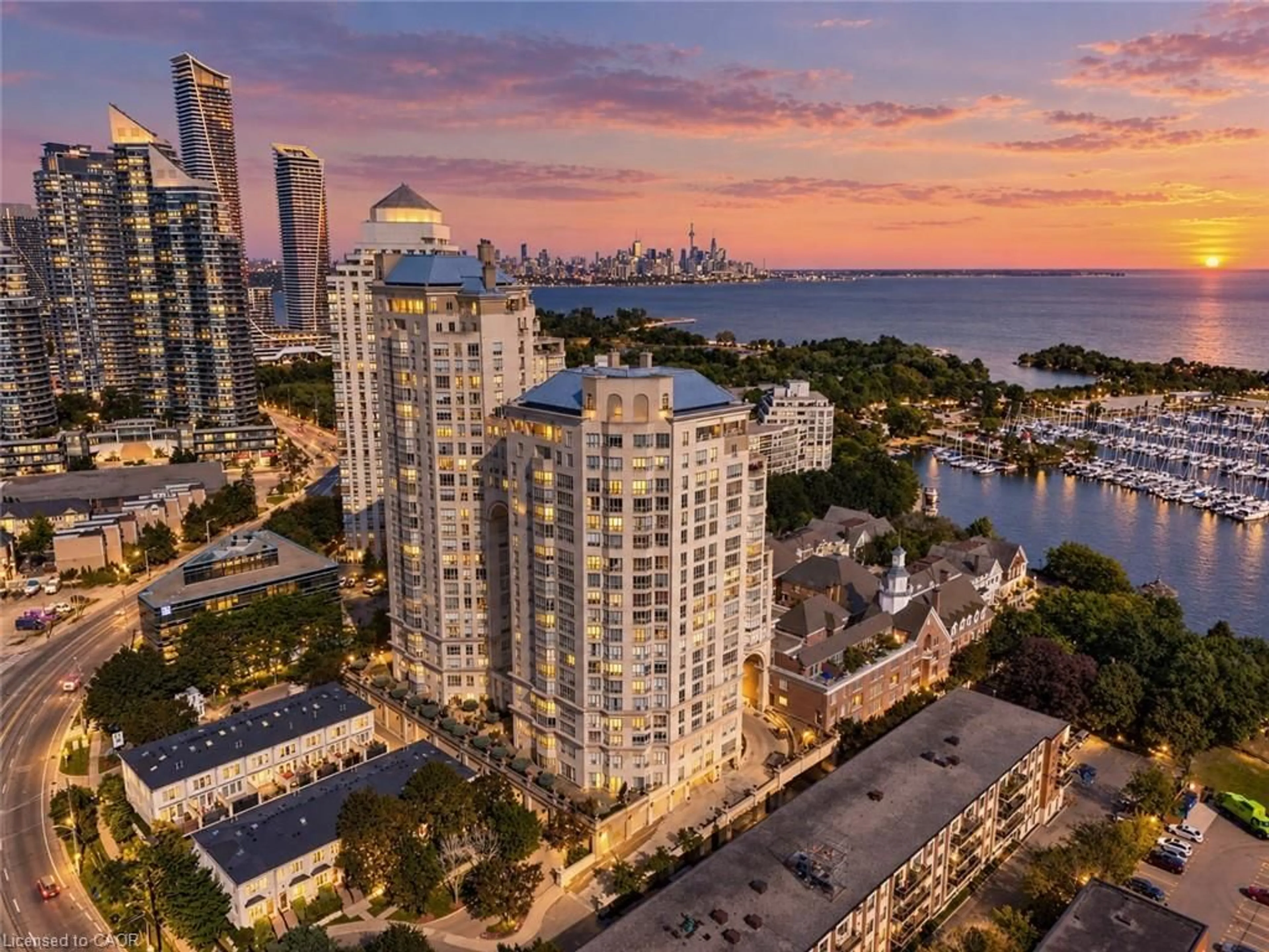 A pic from outside/outdoor area/front of a property/back of a property/a pic from drone, city buildings view from balcony for 2287 Lake Shore Blvd #301, Etobicoke Ontario M8V 3Y1
