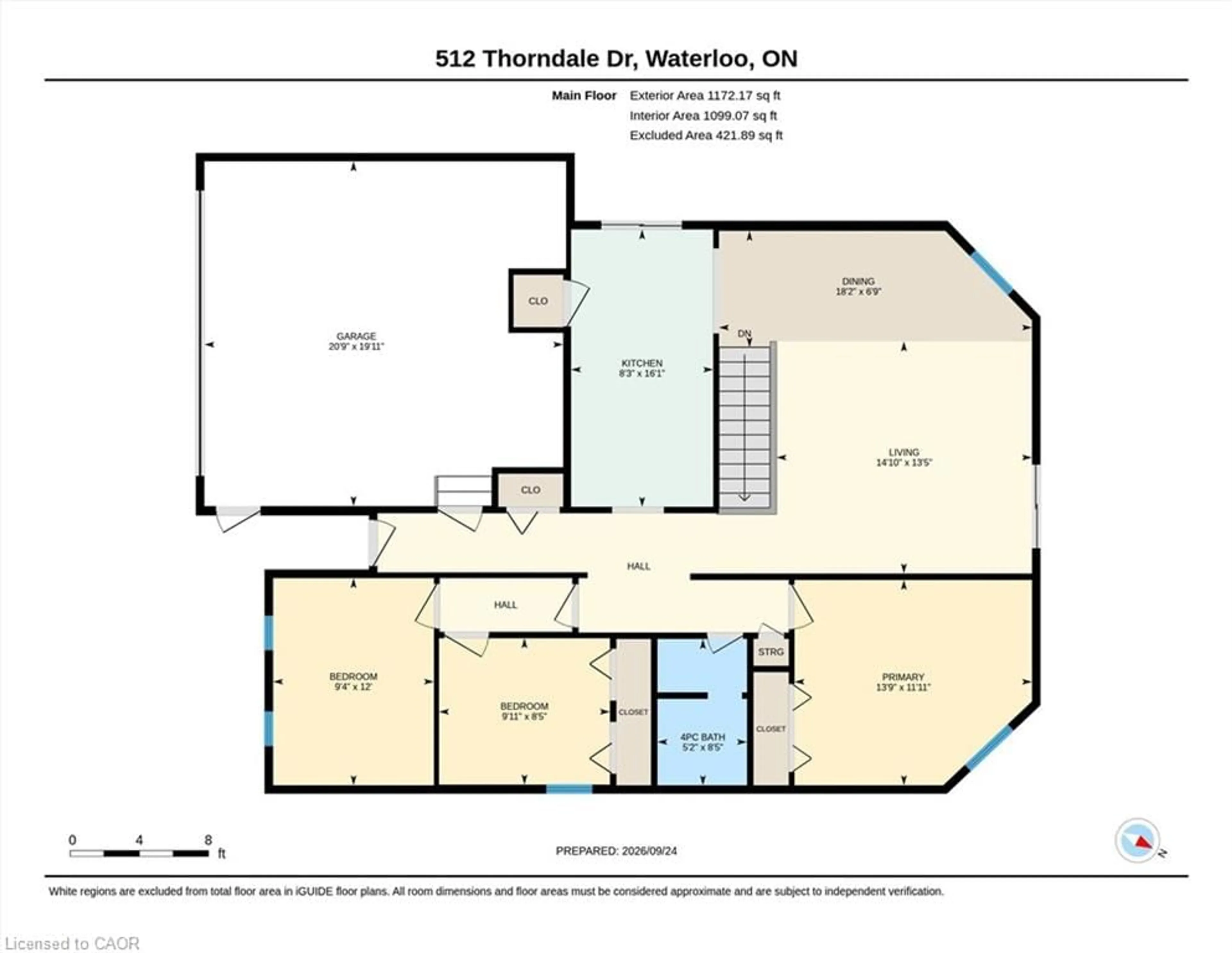 Floor plan for 512 Thorndale Dr, Waterloo Ontario N2T 2A2
