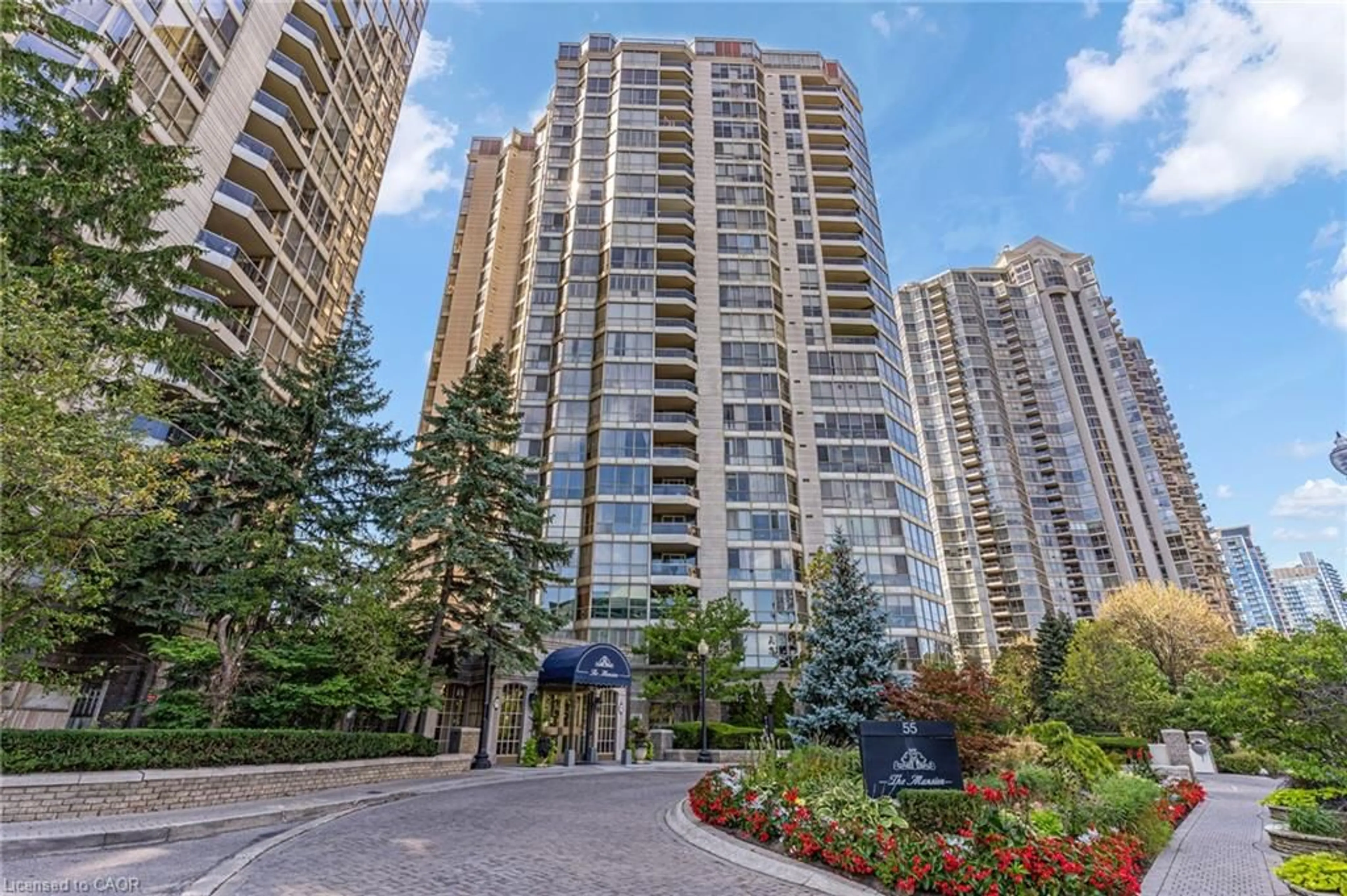 Patio, city buildings view from balcony for 55 Kingsbridge Garden Cir #1604, Mississauga Ontario L5R 1Y1
