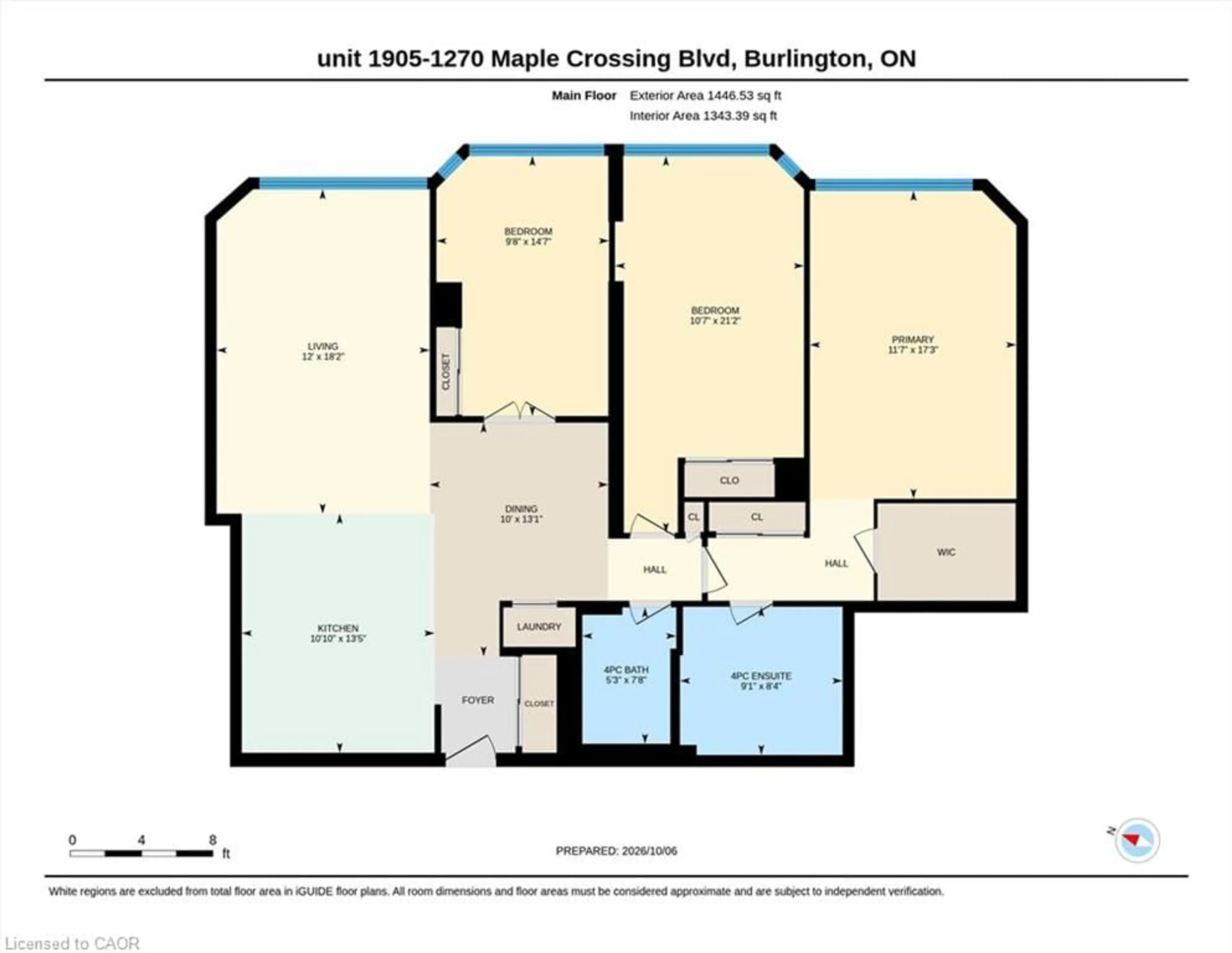 Floor plan for 1270 Maple Crossing Blvd #1905, Burlington Ontario L7S 2J3