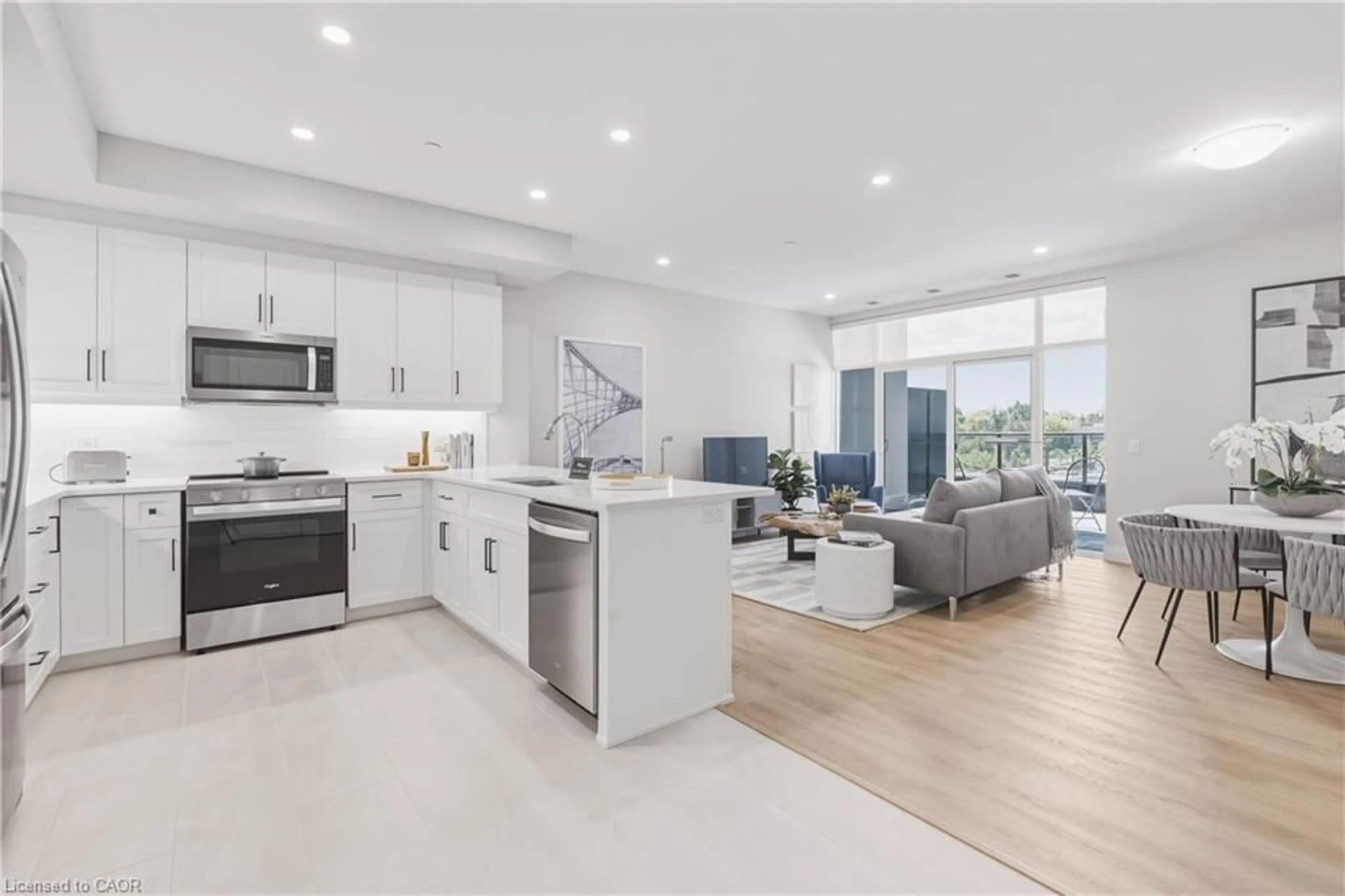 Open concept kitchen, ceramic/tile floor for 1882 Gordon St #505, Guelph Ontario N1L 0P6