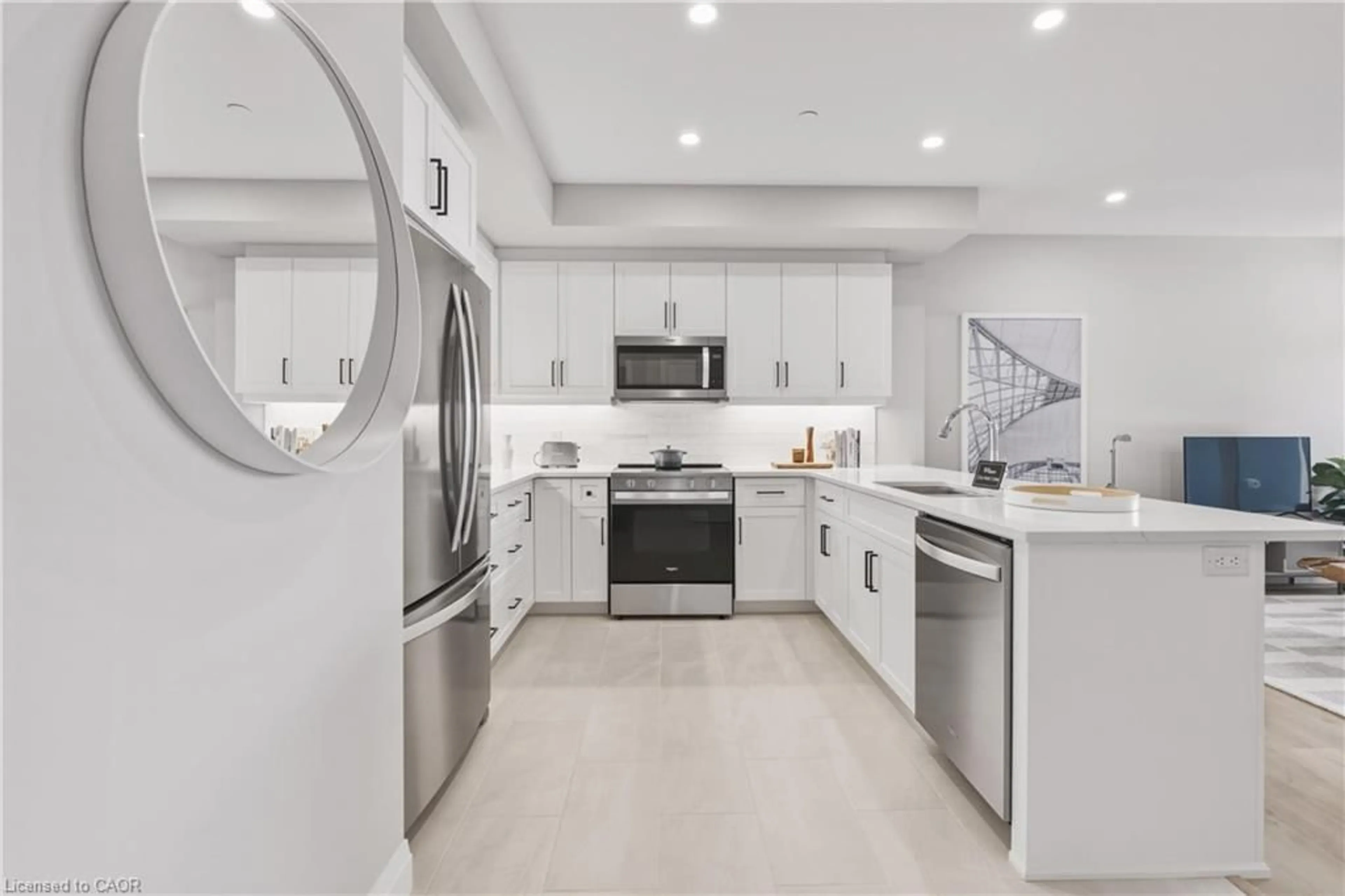 Open concept kitchen, ceramic/tile floor for 1882 Gordon St #505, Guelph Ontario N1L 0P6