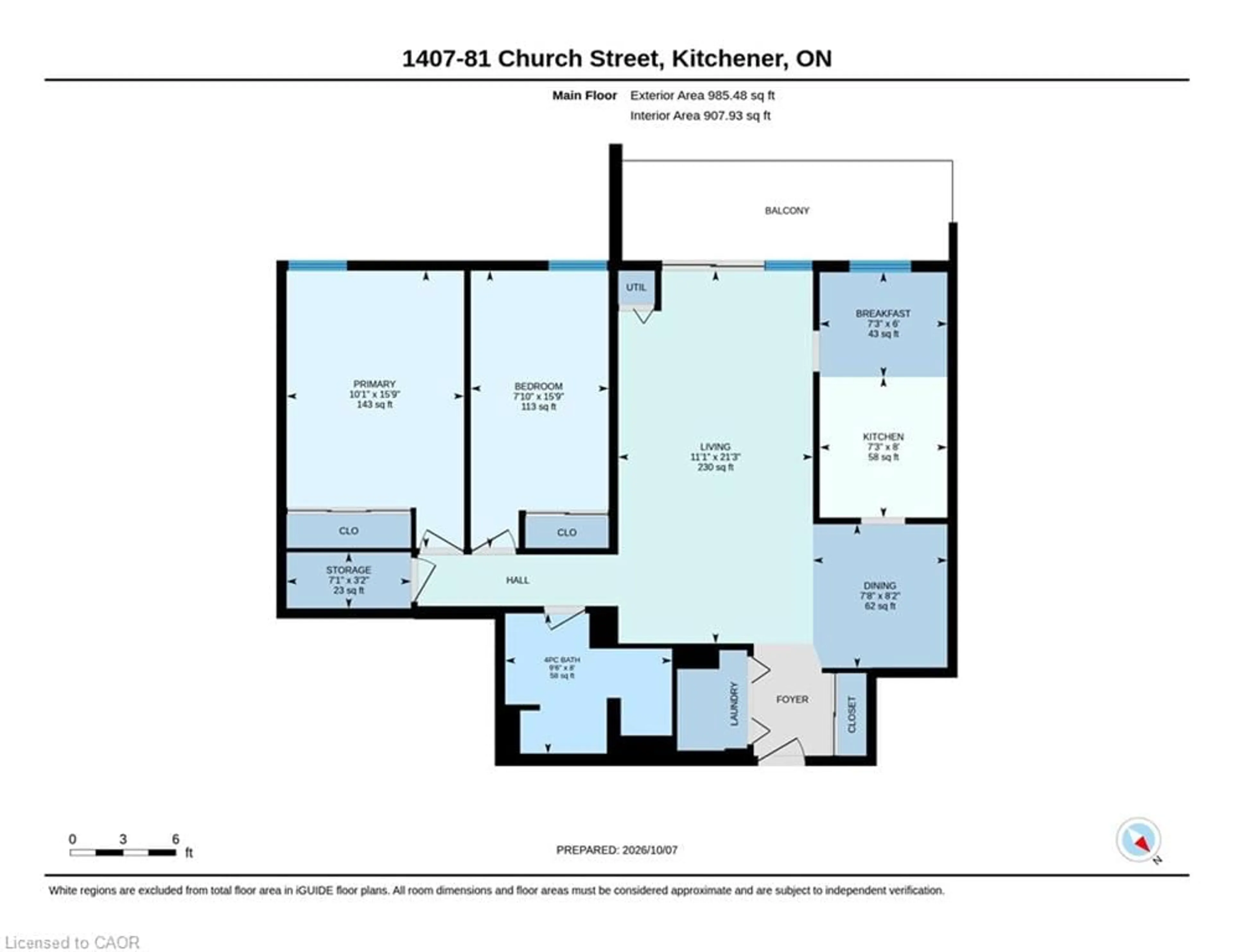 Floor plan for 81 Church St #1407, Kitchener Ontario N2G 4M1