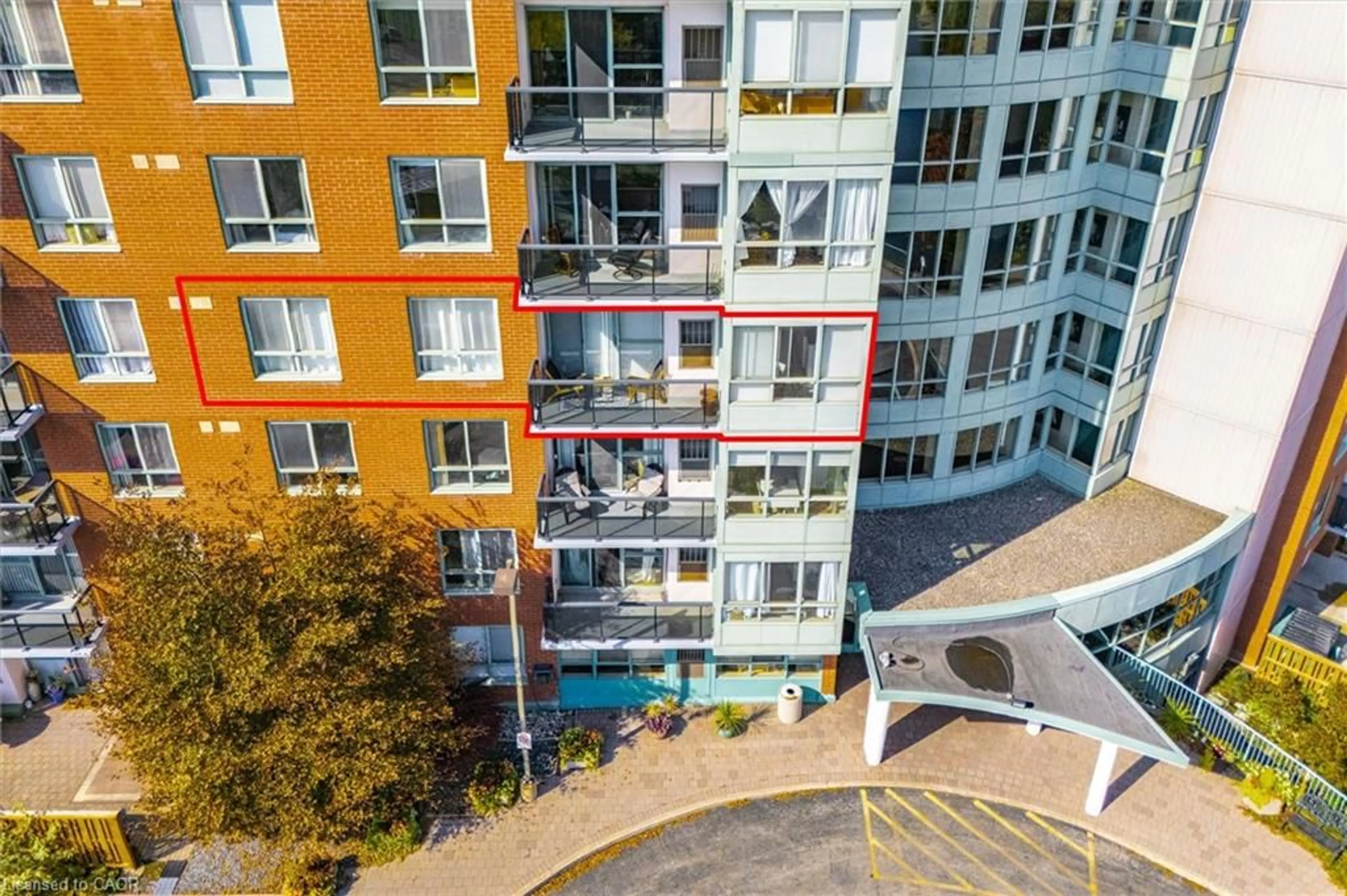 A pic from outside/outdoor area/front of a property/back of a property/a pic from drone, city buildings view from balcony for 30 Blue Springs Dr #308, Waterloo Ontario N2J 4T2