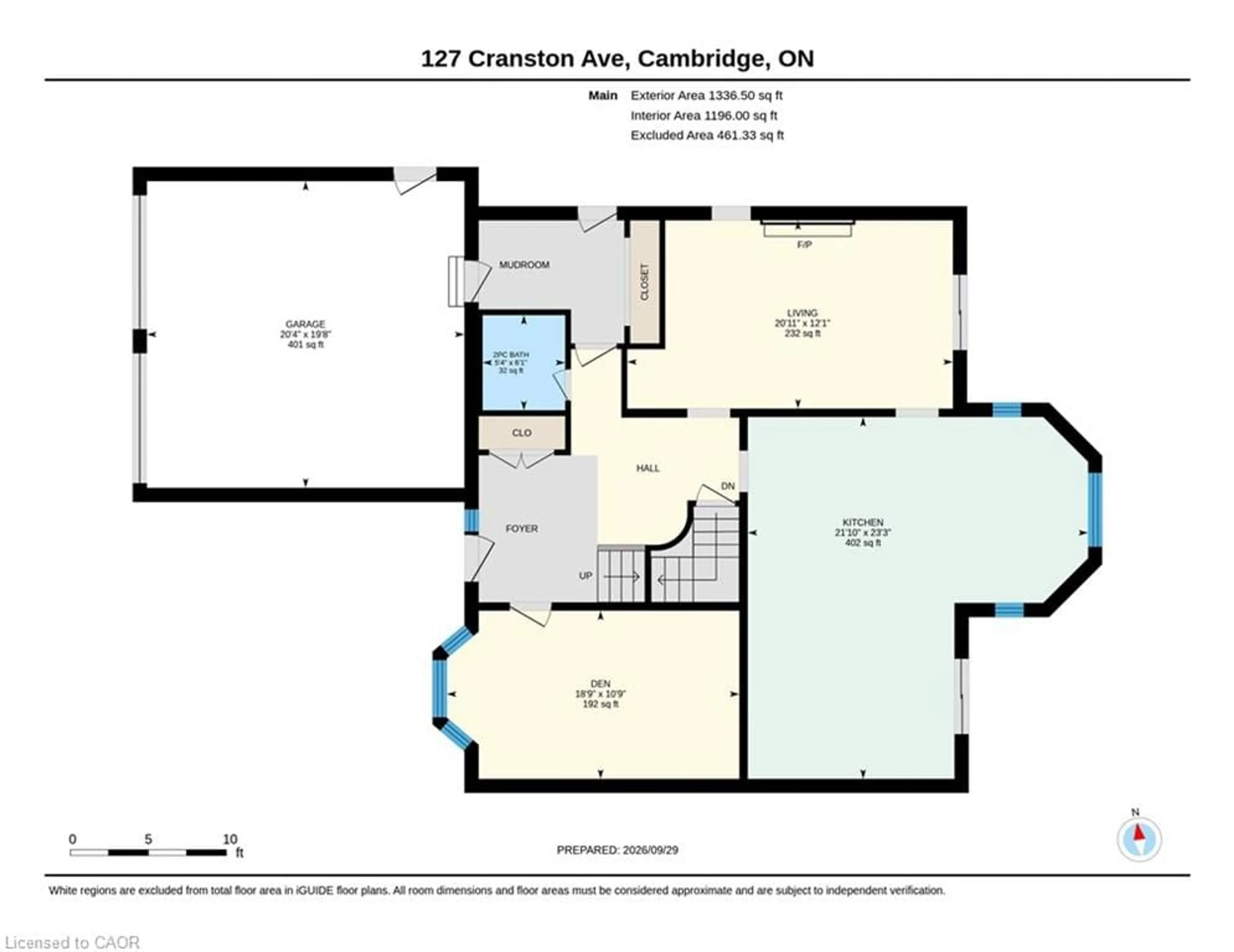Floor plan for 127 Cranston Ave, Cambridge Ontario N1T 1J7
