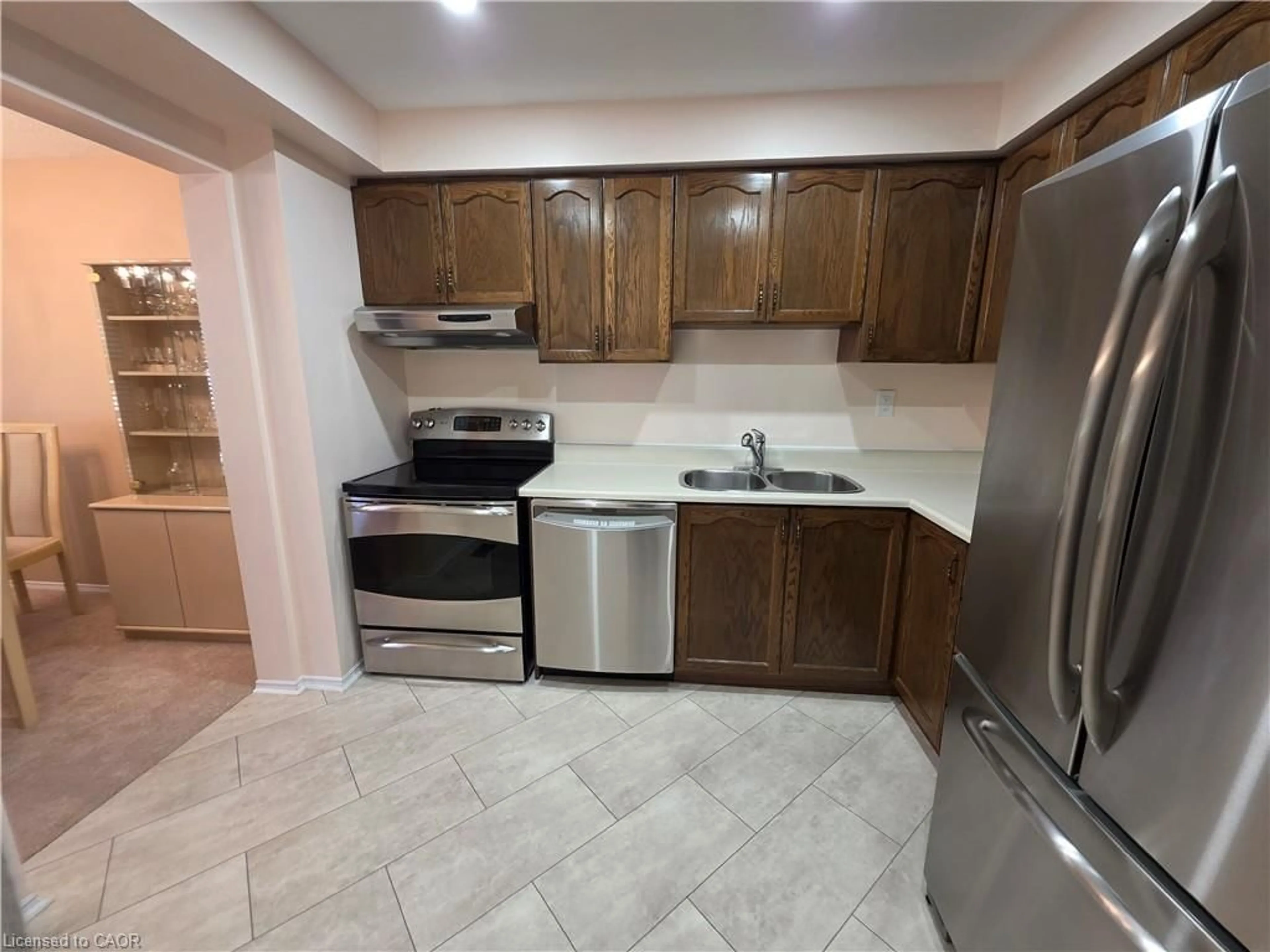 Standard kitchen, ceramic/tile floor for 385 The East Mall #17, Etobicoke Ontario M9B 6J4