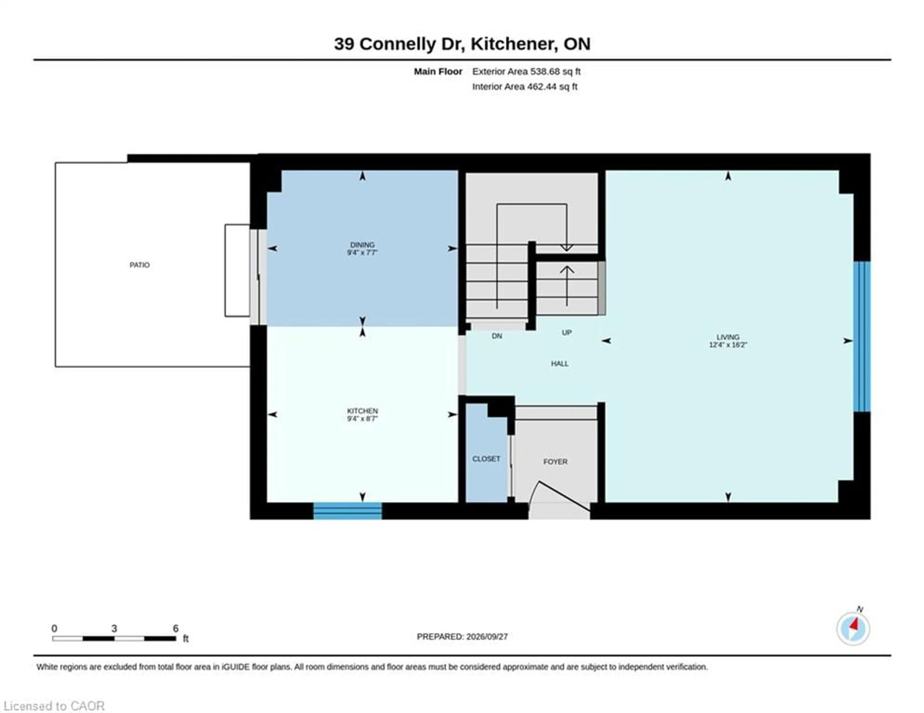 Floor plan for 39 Connelly Dr, Kitchener Ontario N2N 2T7