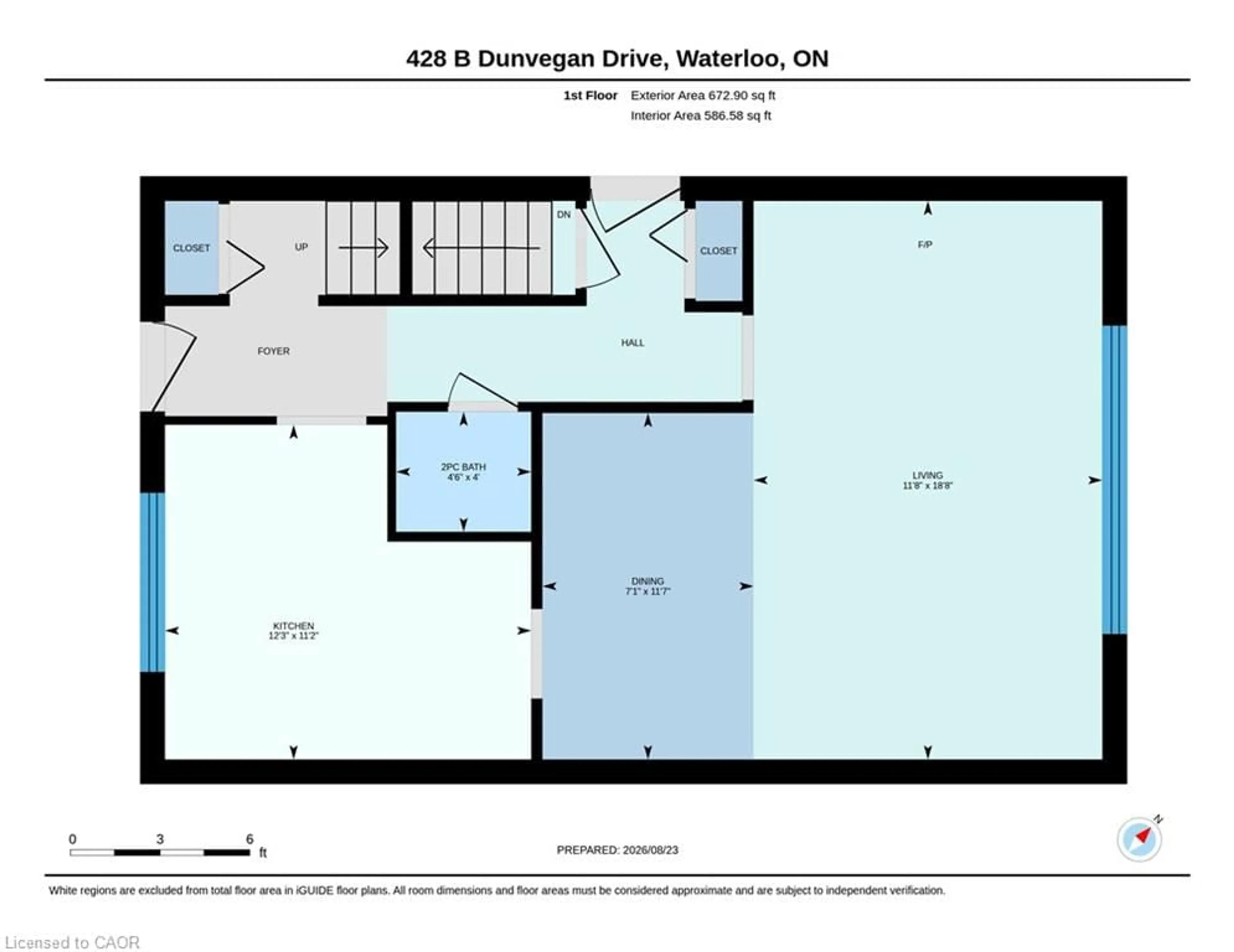 Floor plan for 428B Dunvegan Dr, Waterloo Ontario N2K 2C7