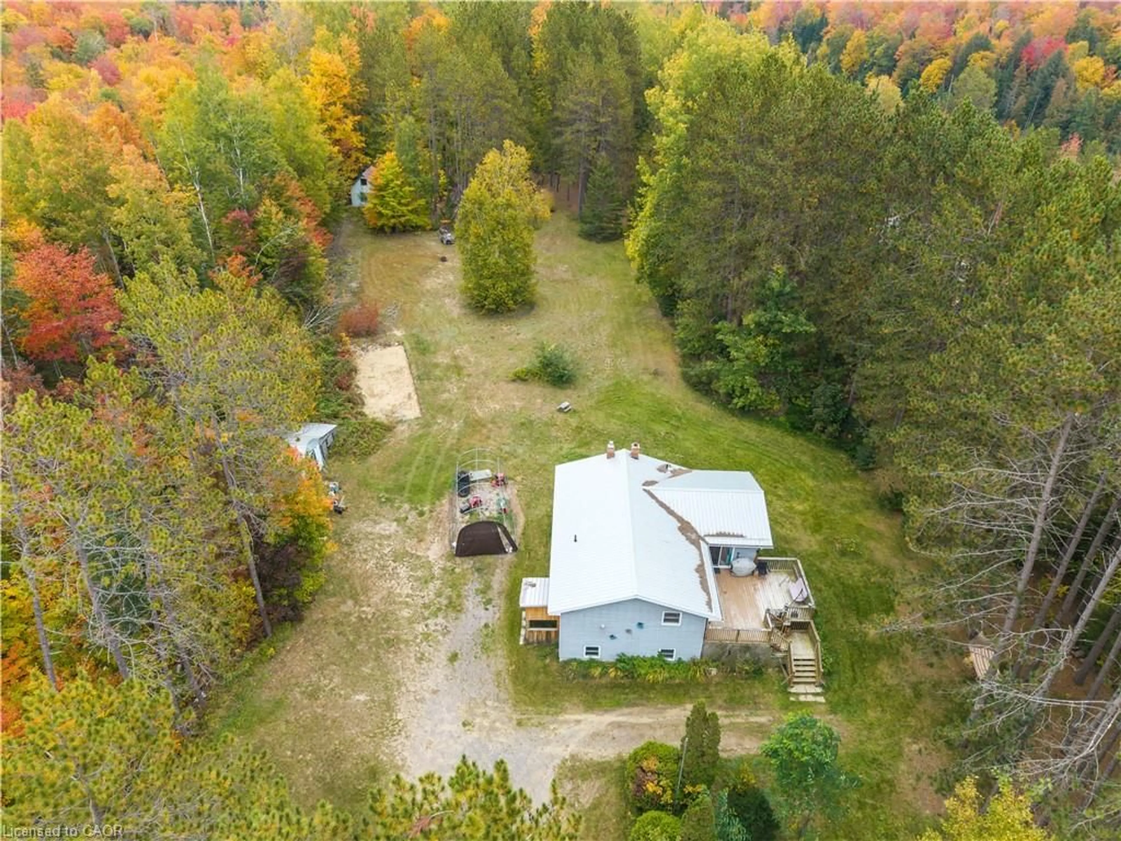A pic from outside/outdoor area/front of a property/back of a property/a pic from drone, forest/trees view for 5073 Weslemkoon Lake Rd, Gilmour Ontario K0L 1W0