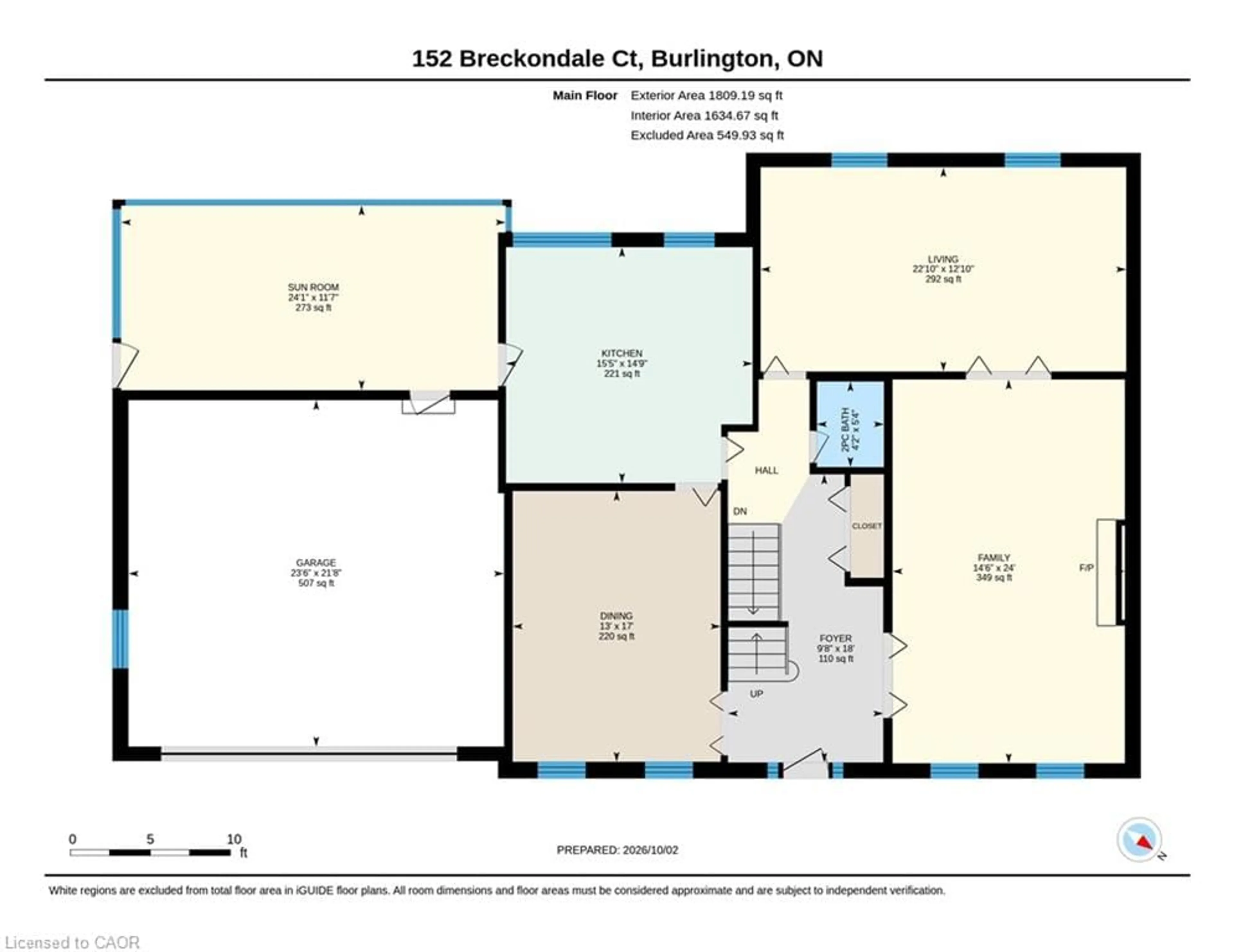 Floor plan for 152 Breckondale Crt, Burlington Ontario L7N 1X7