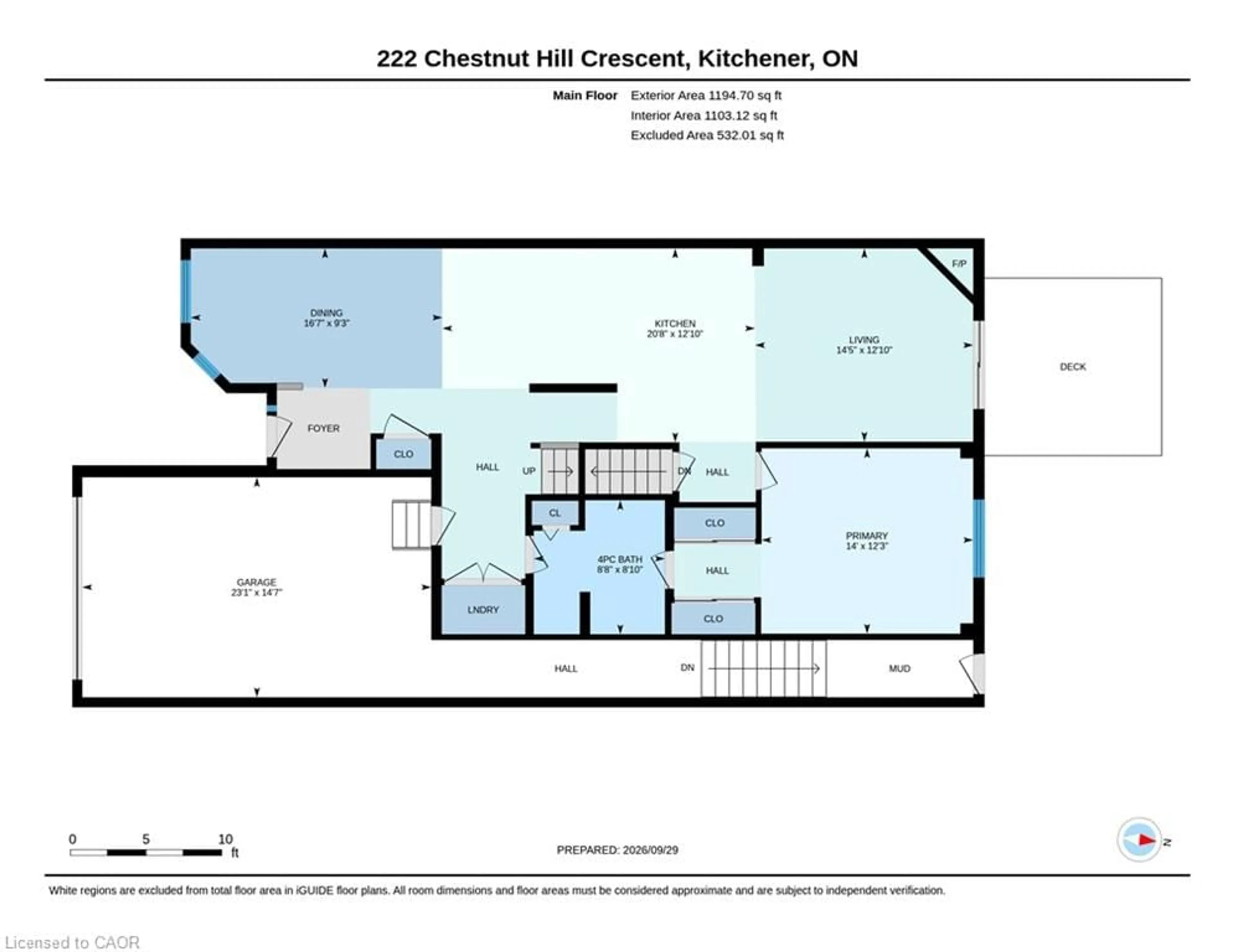 Floor plan for 222 Chestnut Hill Cres, Kitchener Ontario N2P 2X3