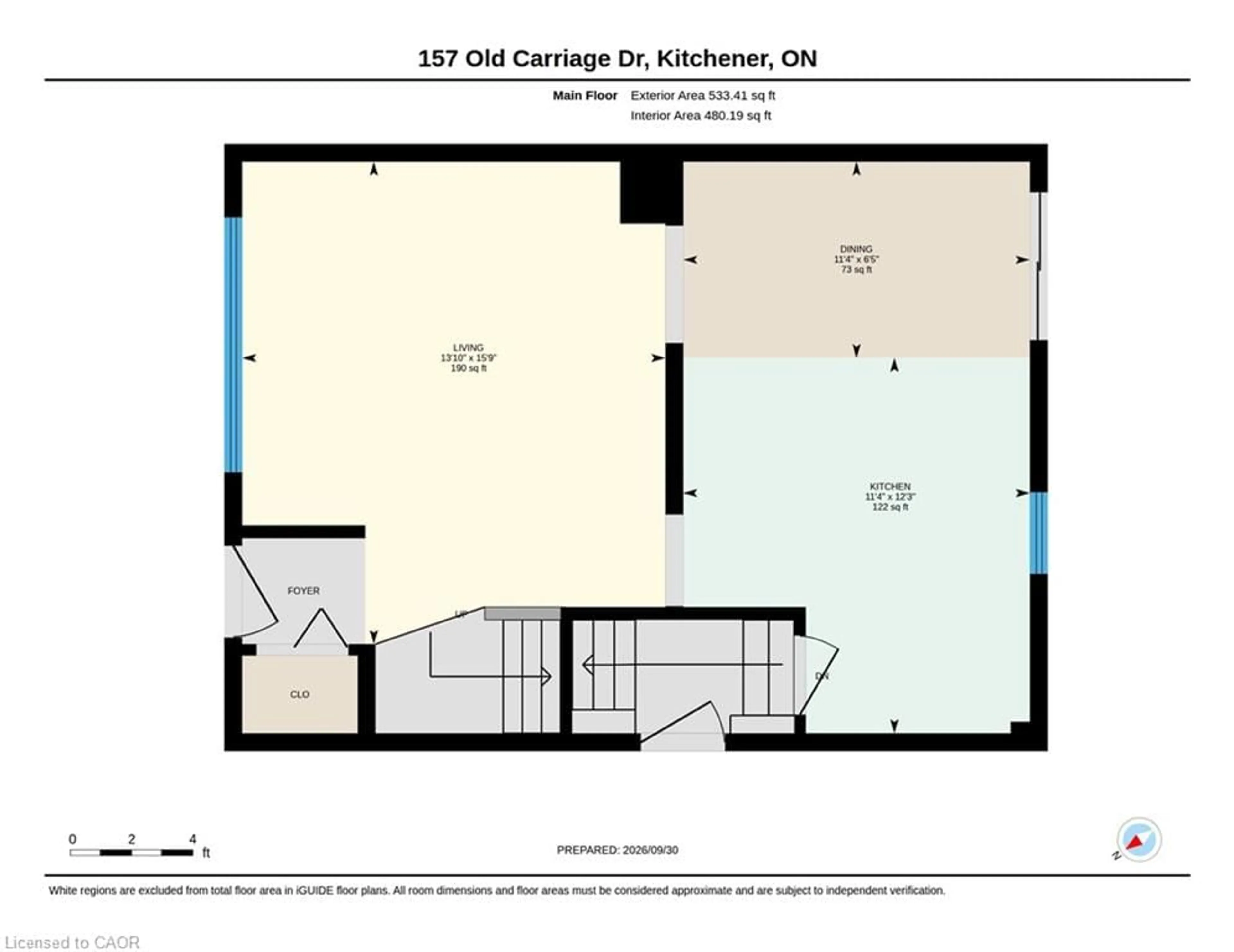 Floor plan for 157 Old Carriage Dr, Kitchener Ontario N2P 1H5