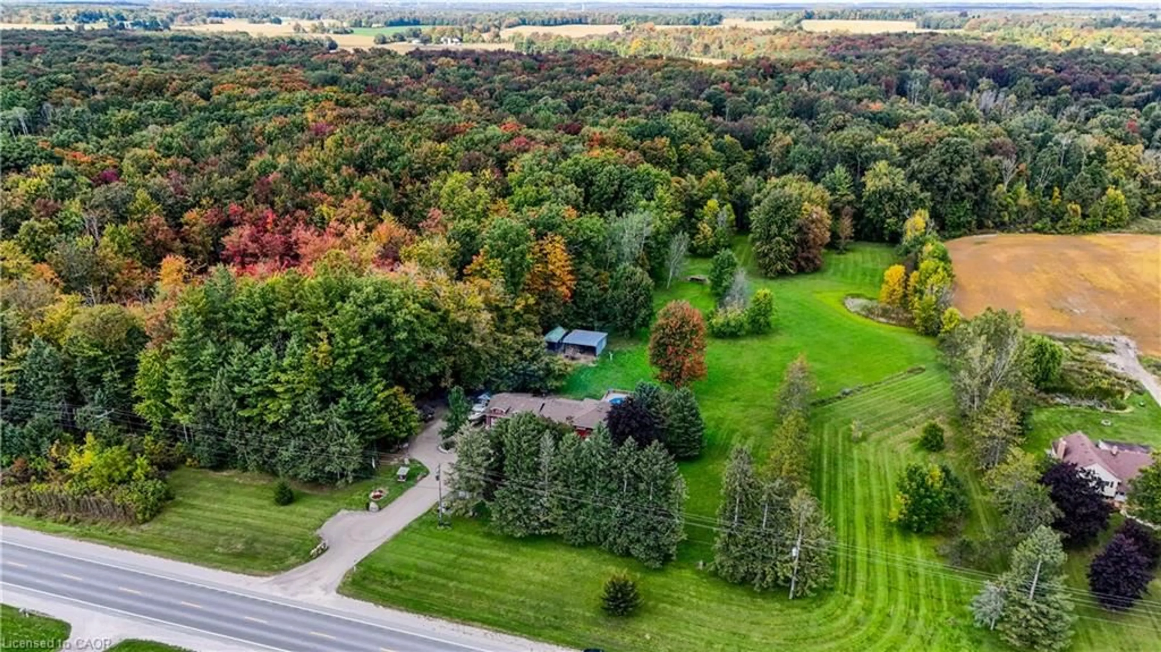 A pic from outside/outdoor area/front of a property/back of a property/a pic from drone, forest/trees view for 685999 Kings Highway 2 Hwy, Oxford County Ontario N4S 7V9