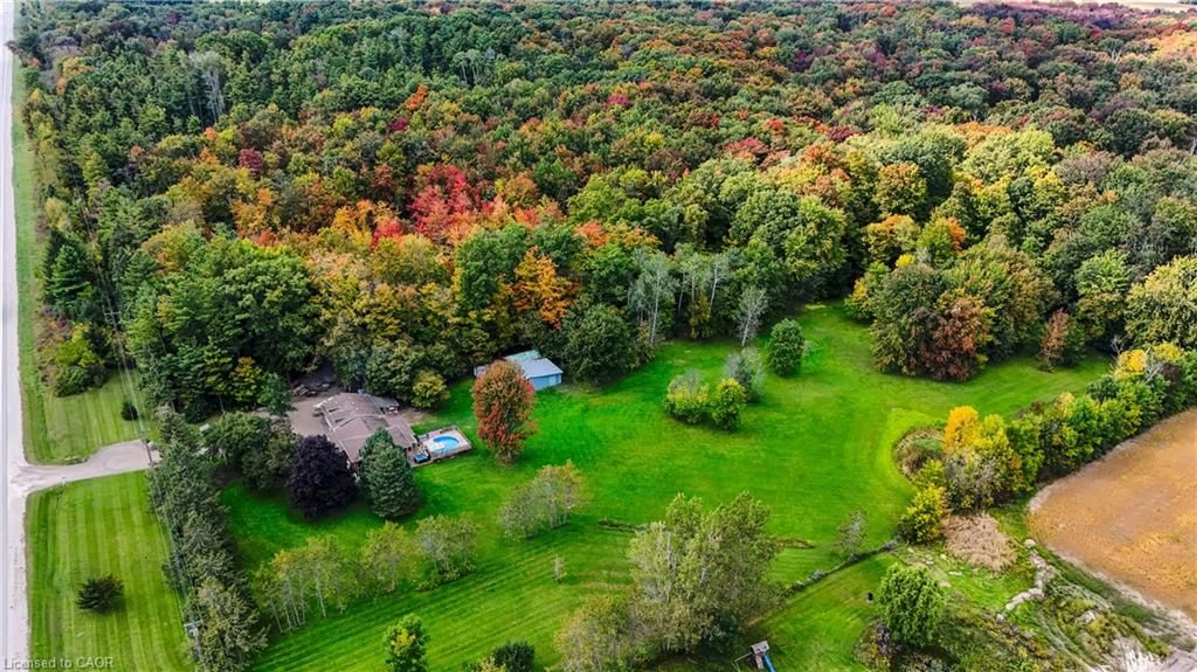 A pic from outside/outdoor area/front of a property/back of a property/a pic from drone, forest/trees view for 685999 Kings Highway 2 Hwy, Oxford County Ontario N4S 7V9