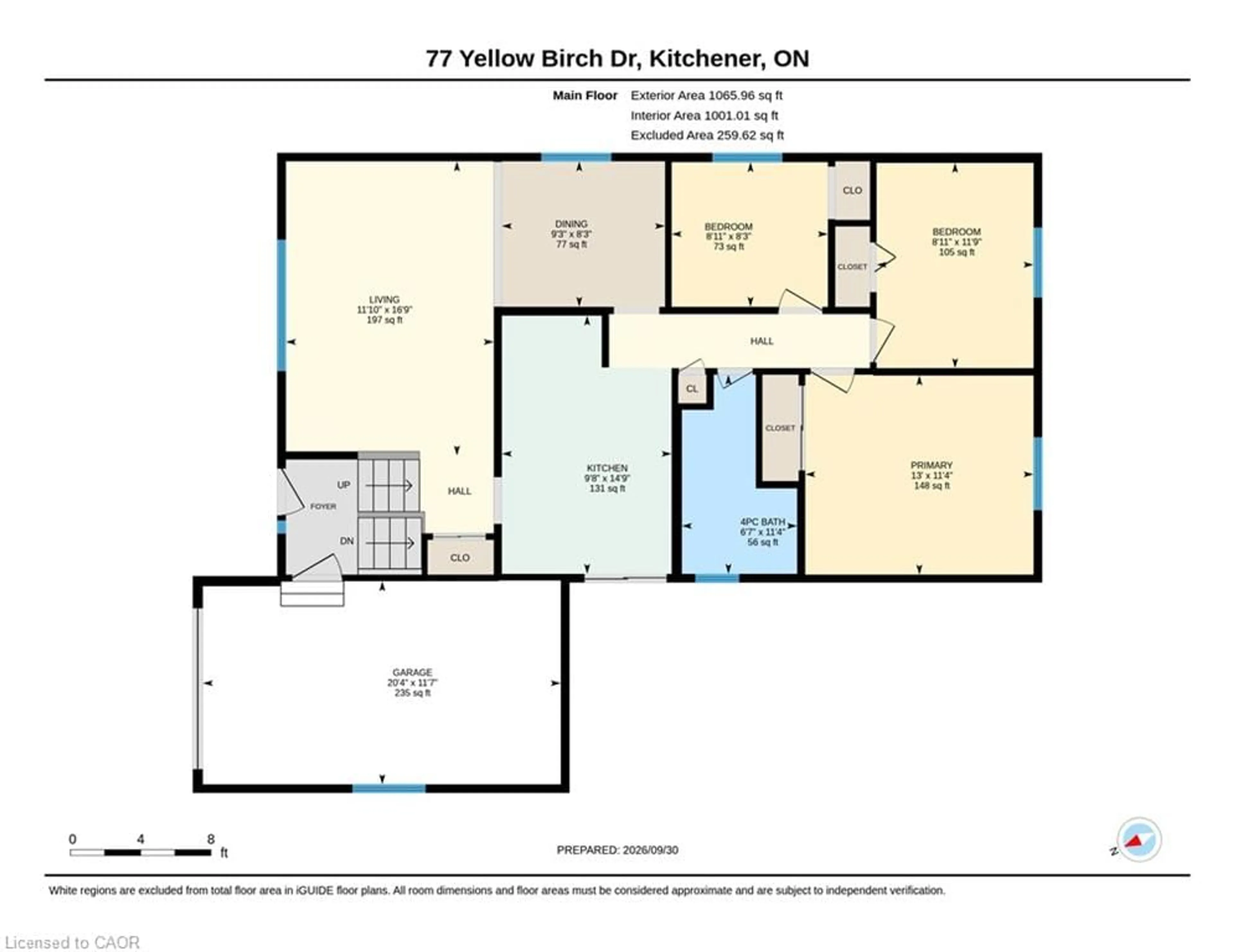 Floor plan for 77 Yellow Birch Dr, Kitchener Ontario N2N 2M3