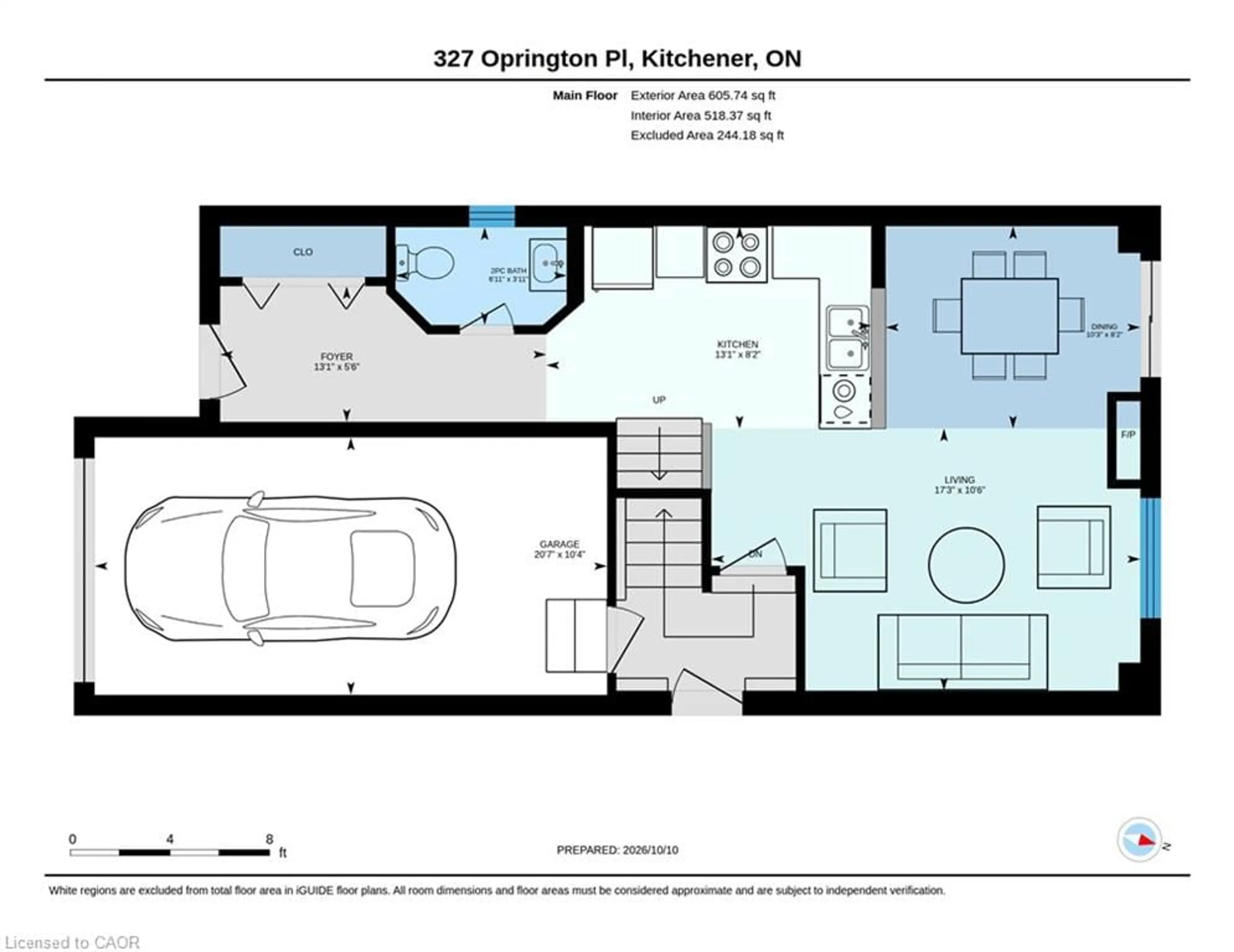 Floor plan for 327 Oprington Pl, Kitchener Ontario N2N 3P3