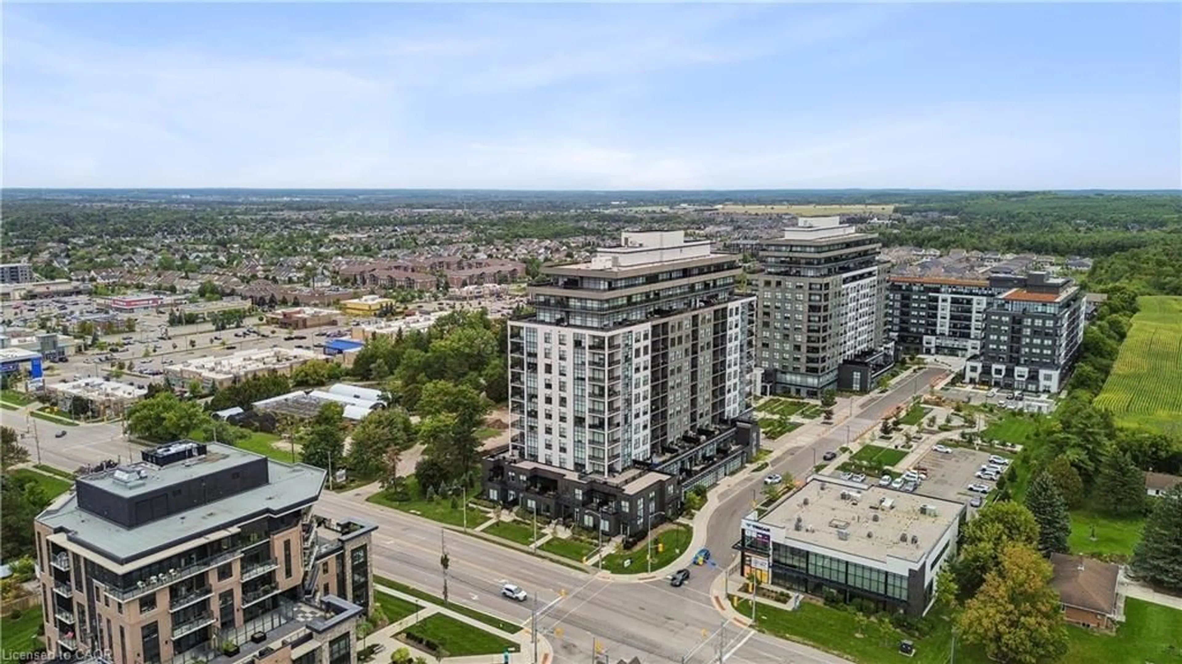 A pic from outside/outdoor area/front of a property/back of a property/a pic from drone, city buildings view from balcony for 101-1878 Gordon St, Guelph Ontario N1L 0P9