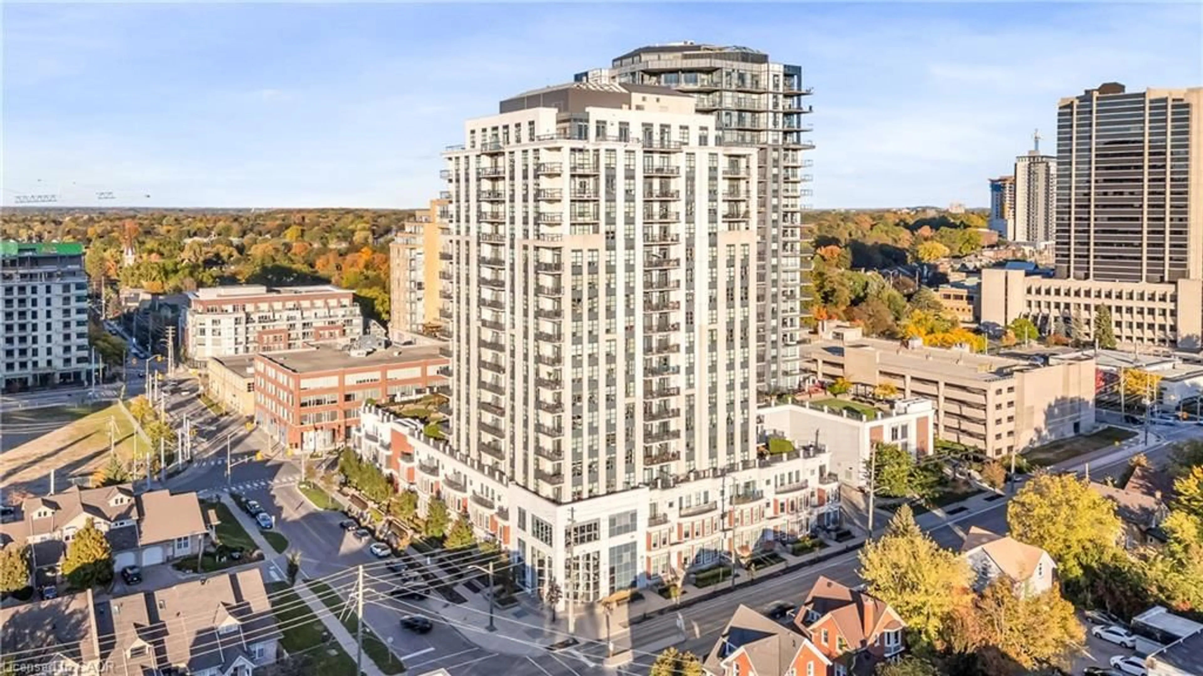 A pic from outside/outdoor area/front of a property/back of a property/a pic from drone, unknown for 144 Park St #503, Waterloo Ontario N2L 0B6